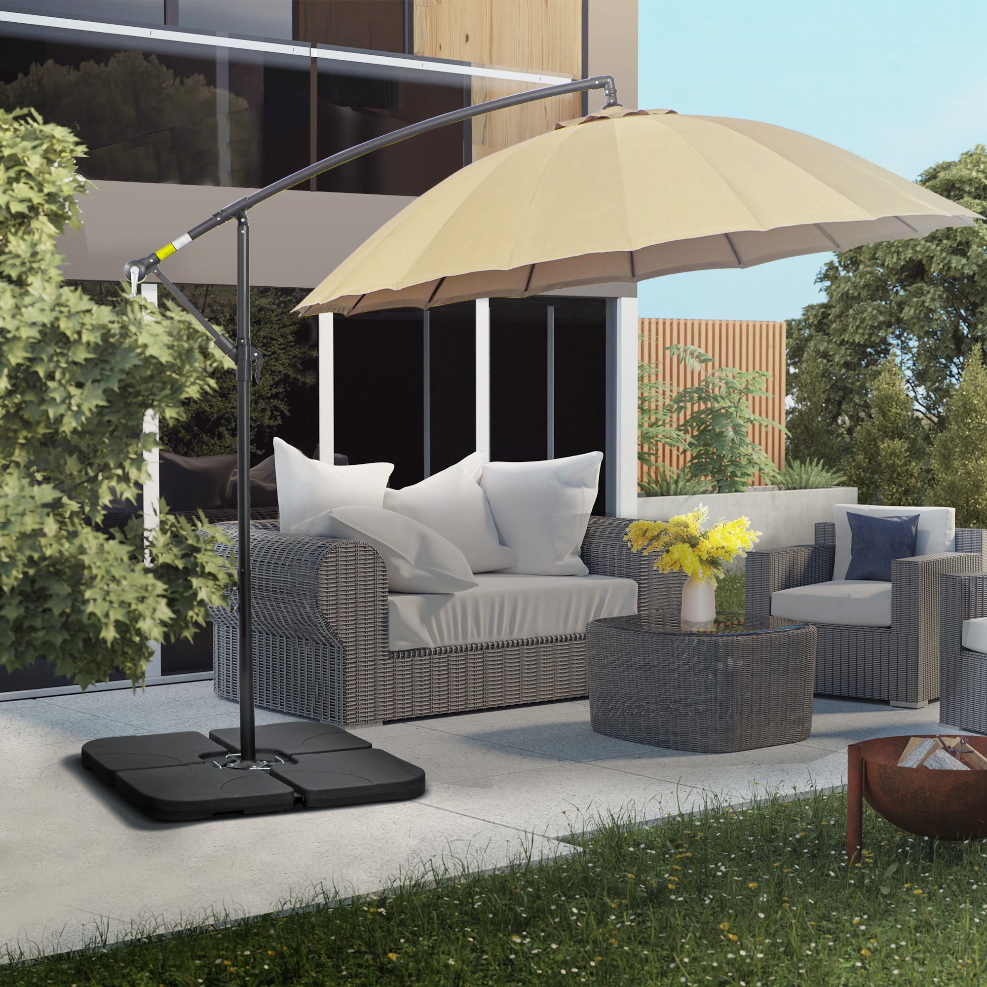  Baza pentru Umbrela, Set 4 Bucati din HDPE, Umpluta cu Apa sau Nisip, 104x104x7.5 cm, Neagra [7]