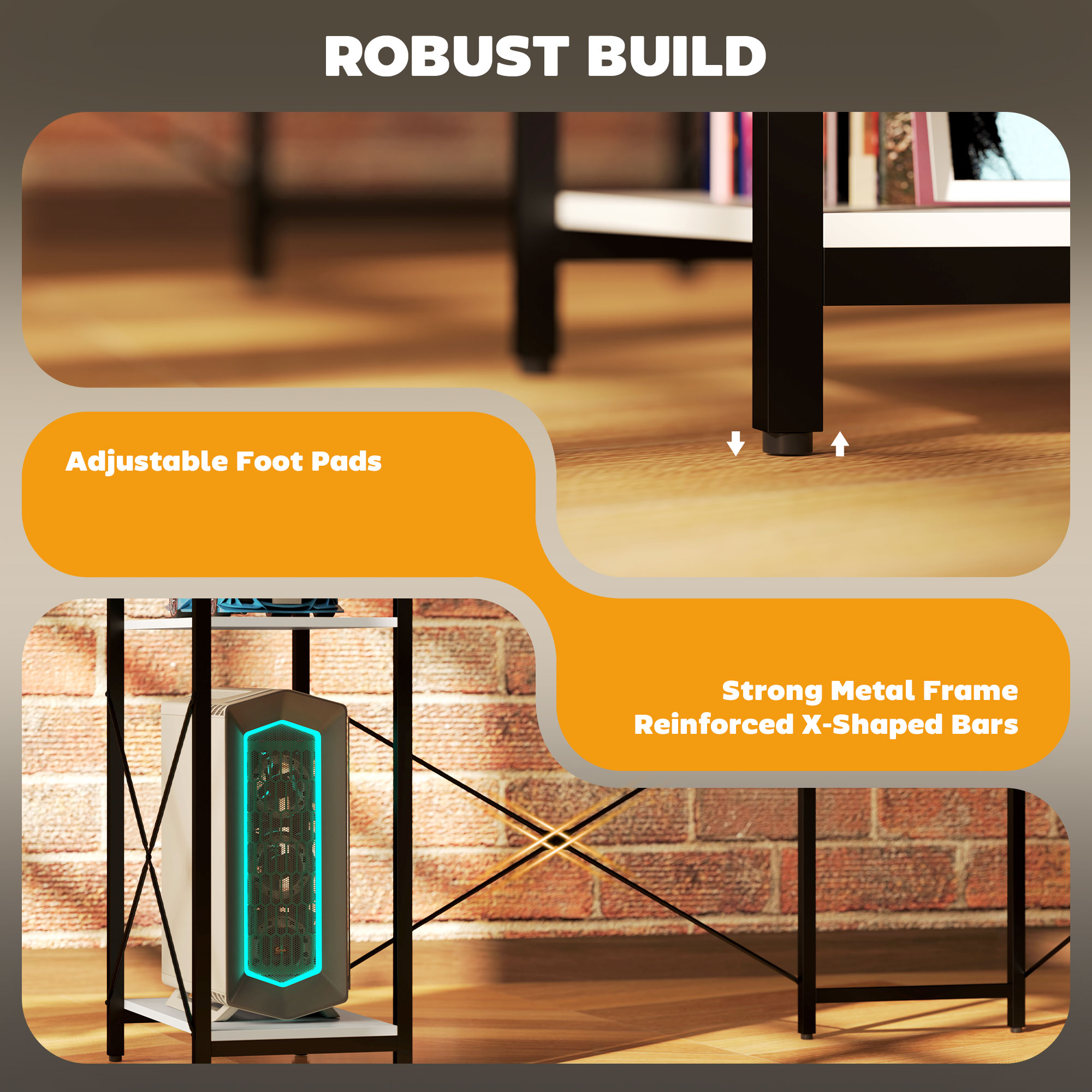  Birou de Colt pentru Computer in Forma de L cu Biblioteca, 137x140x139,5 cm, Negru [6]