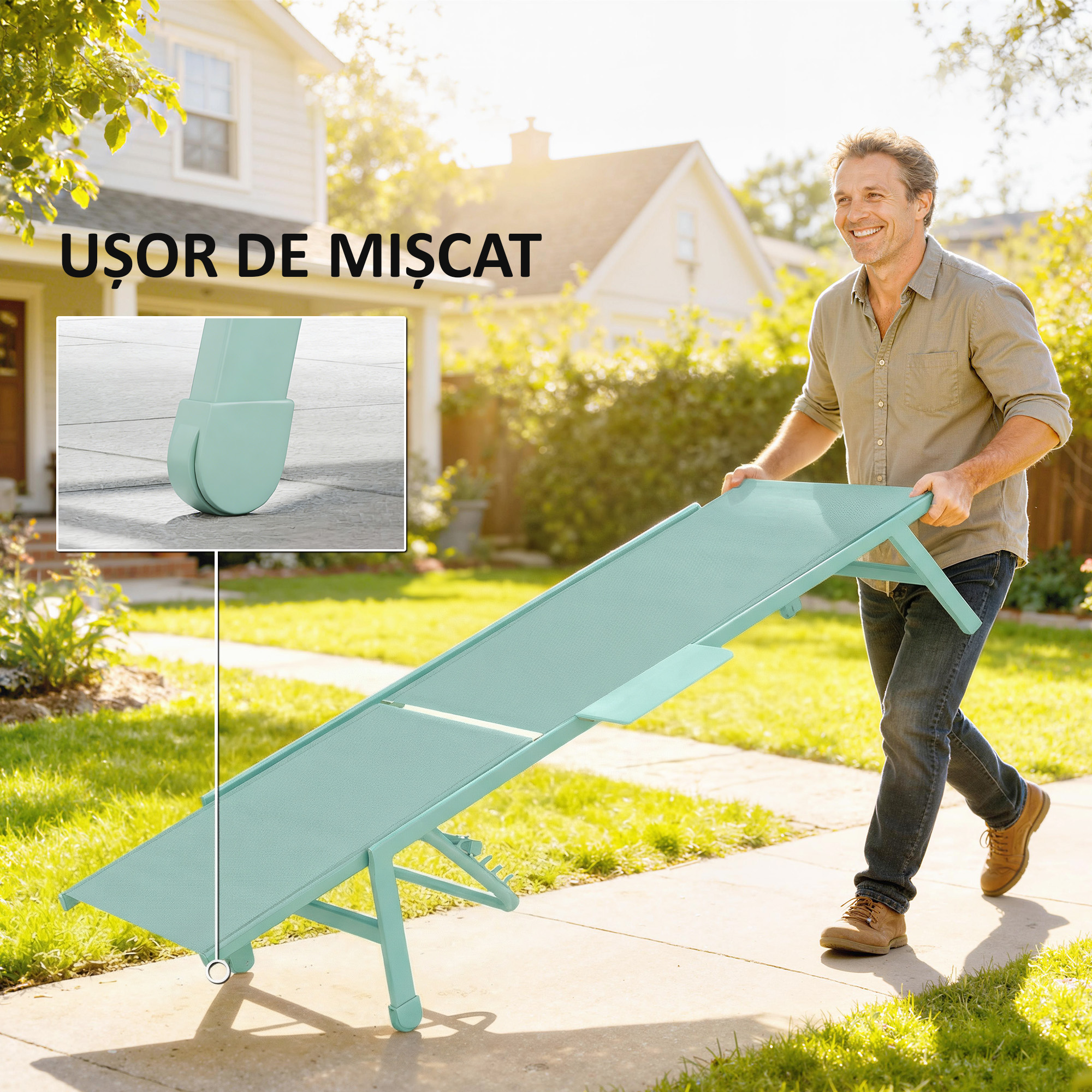  Set 2 sezlonguri cu Masuta, sezlonguri Gradina cu Spatar Reglabil. [6]