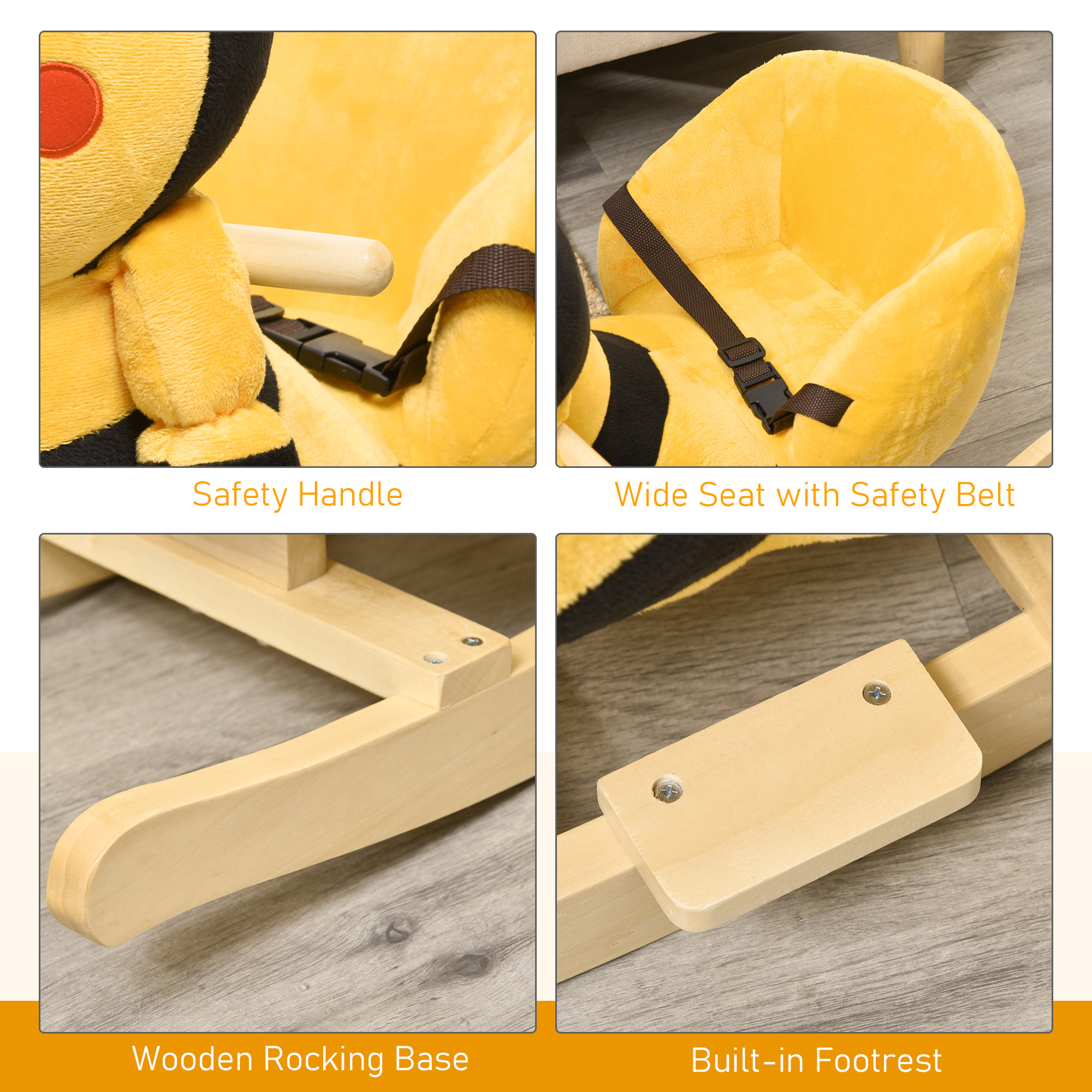  Balansoar Albina din Lemn pentru Copii 60 x 33 x 45cm Galben si Negru [6]