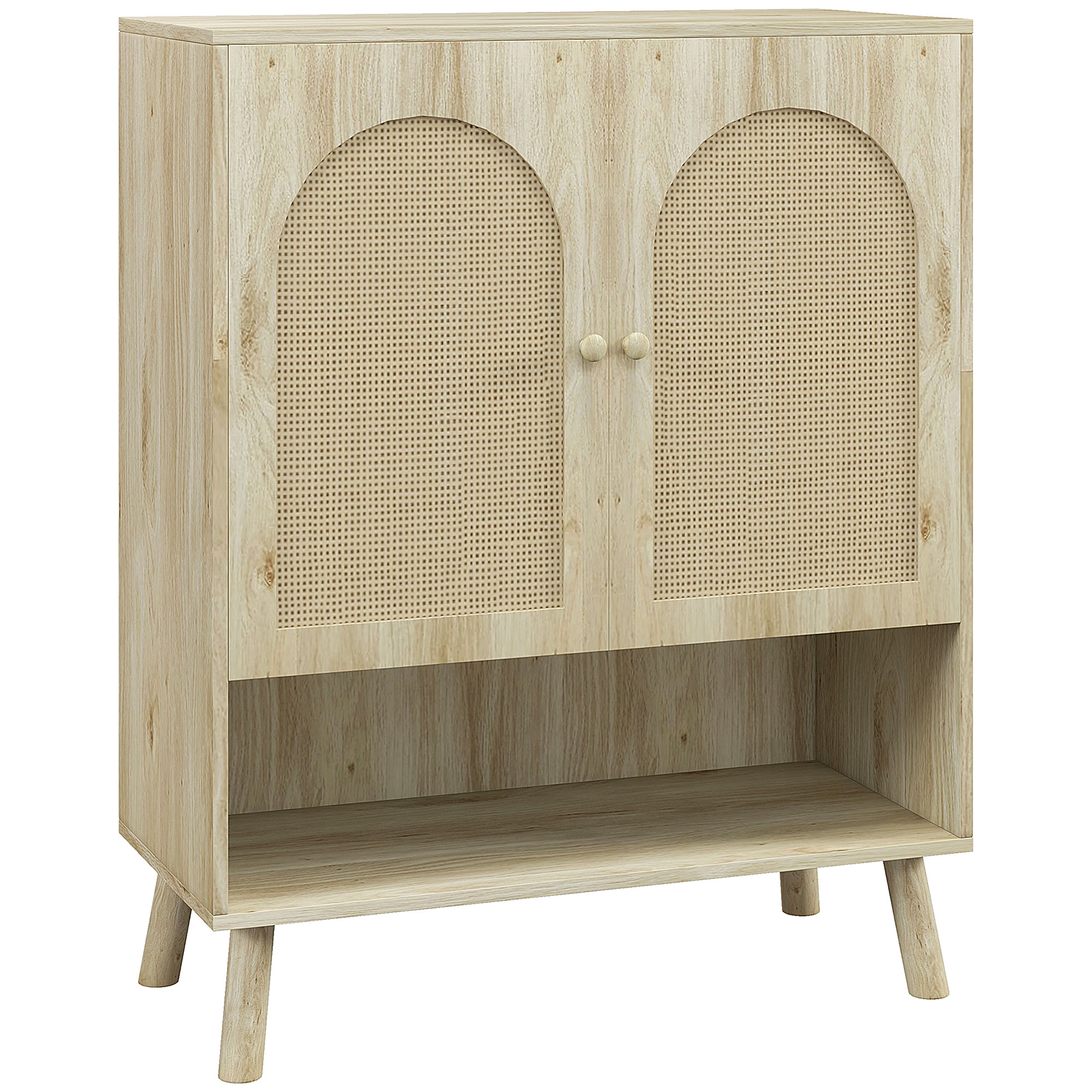 Bucatarie -  Dulap de depozitare Boho cu usi decorative din ratan