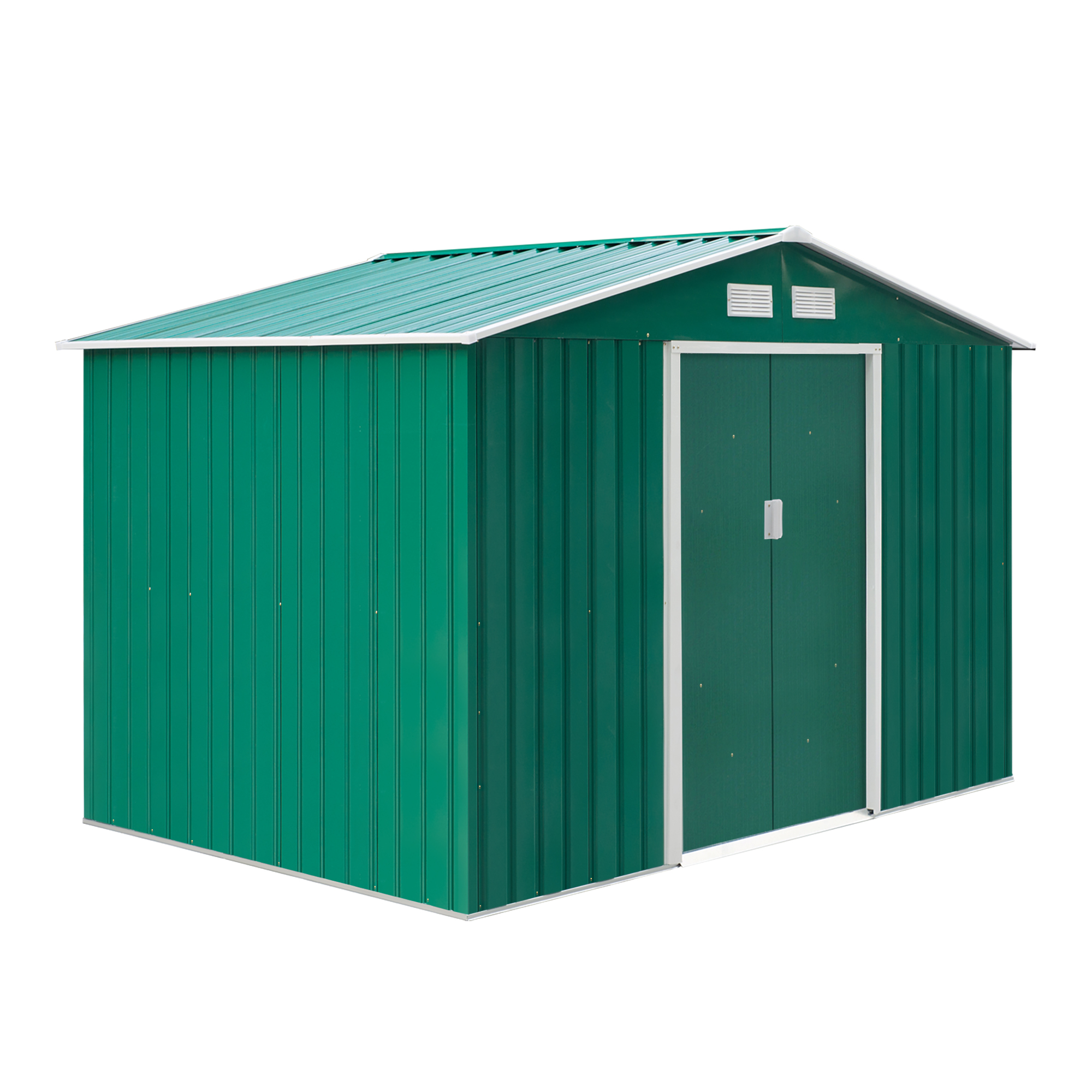 Case de gradina -  Casuta pentru unelte de gradina din metal, Magazie depozitare scule gradina, verde, 277×191×192 cm