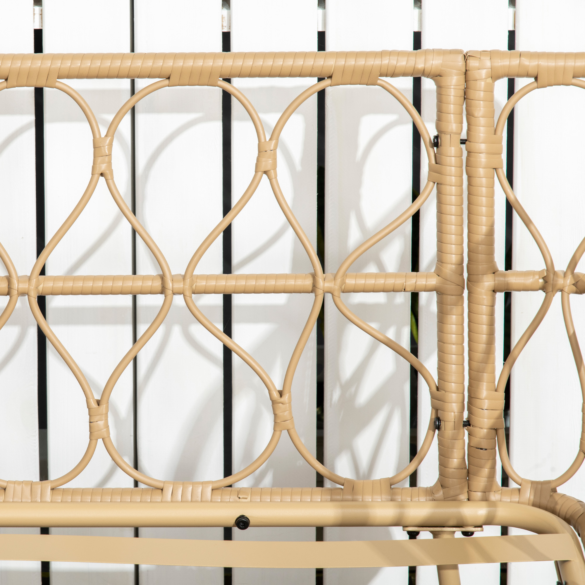  Set canapea din ratan PE din 4 piese, Seturi de mobilier de conversatie pentru gradina impletite, cu impletitura rotunda, cu perne groase capitonate si masuta cu sticla pentru balcon [8]