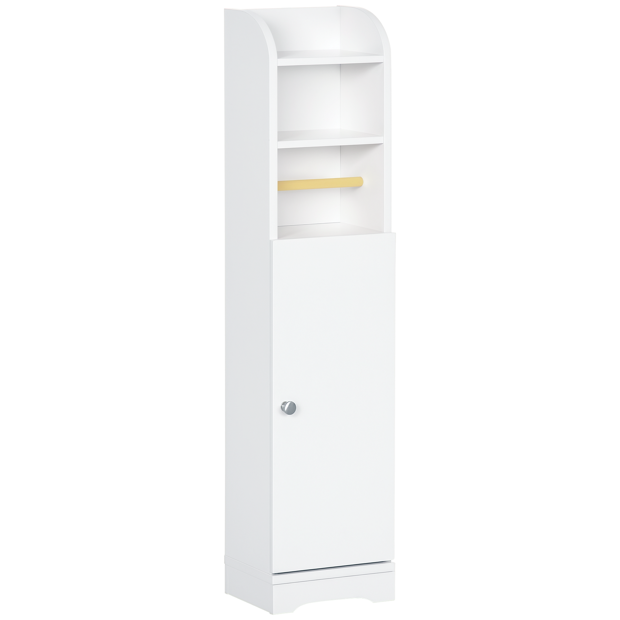 Mobilier pentru baie -  Coloana Baie cu 3 Rafturi Deschise si Dulap pe 2 Niveluri Reglabil, din Lemn, 23x18x100 cm, Alb