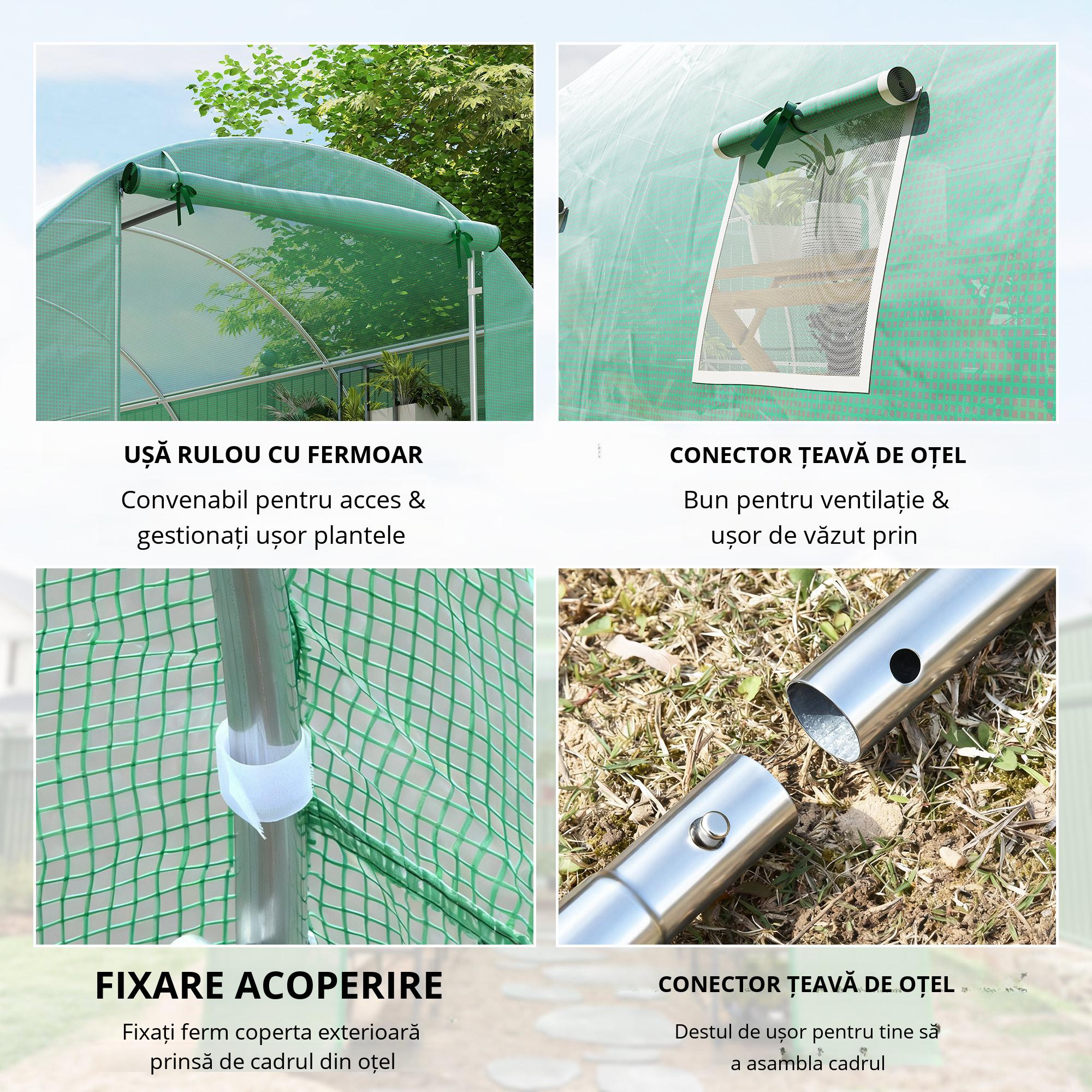  Sera Gradina 8×3×2 m, Verde, PE & Cadru din Otel [4]