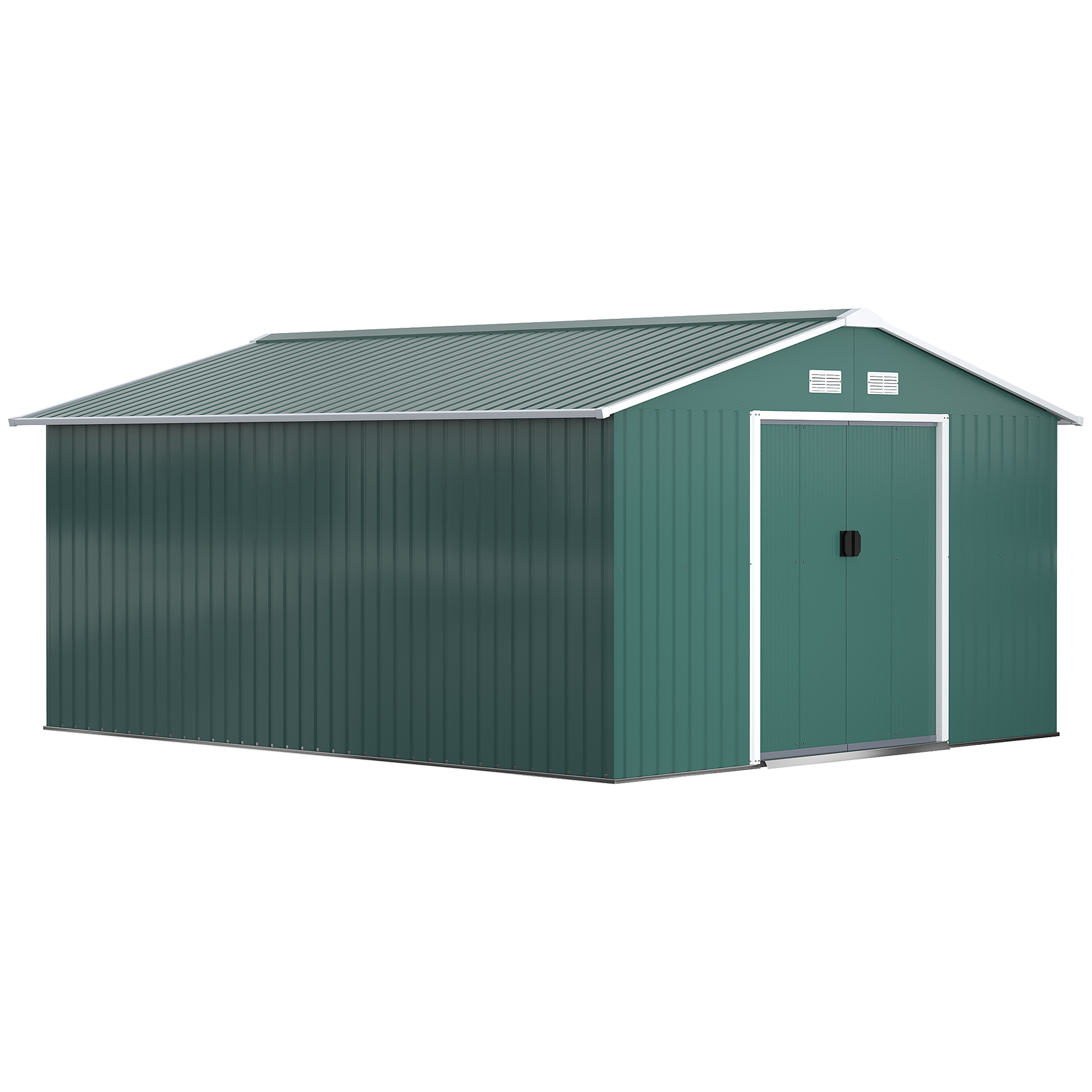 Case de gradina -  Magazie Unelte din Otel Galvanizat, Anti Rugina 3.4 x 3.86 x 2 m, verde