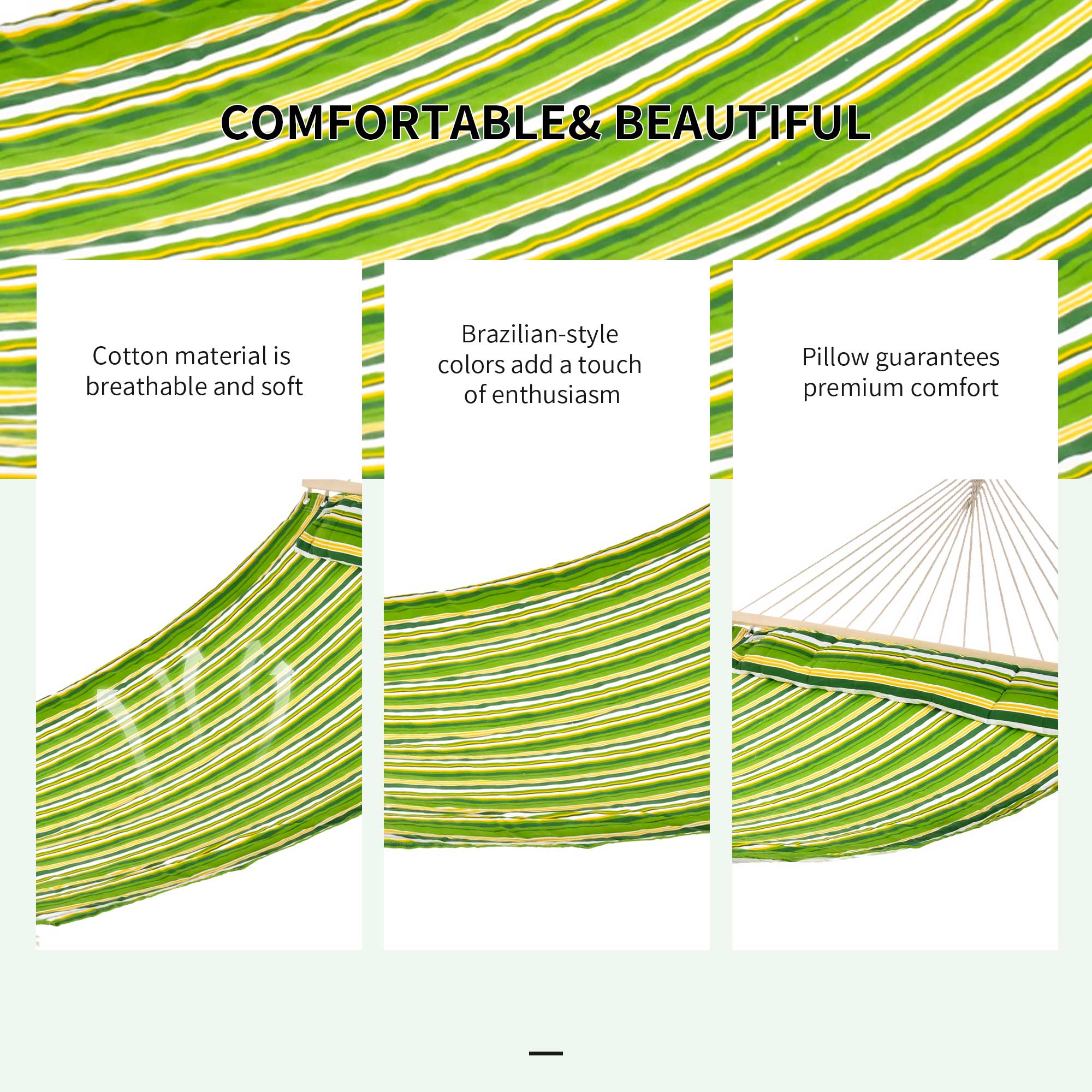  hamac dublu cu perne, 2,84×1,4 m, verde si galben [4]