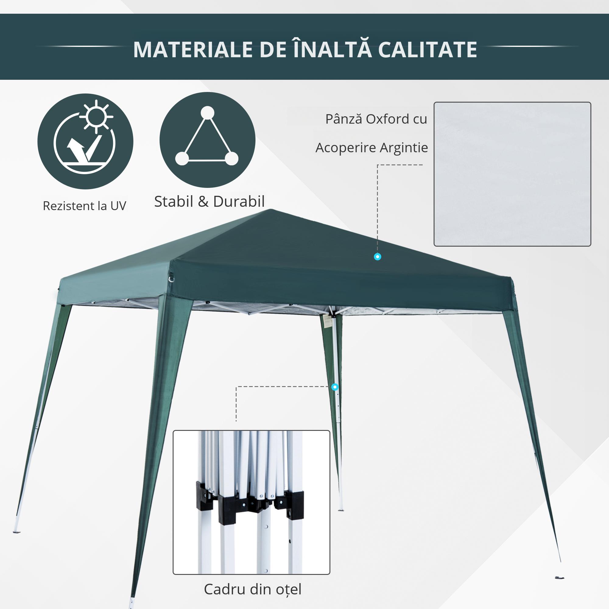  Foisor Pliabil de Gradina 2.4x2.4m in Otel si poliester, Verde [3]