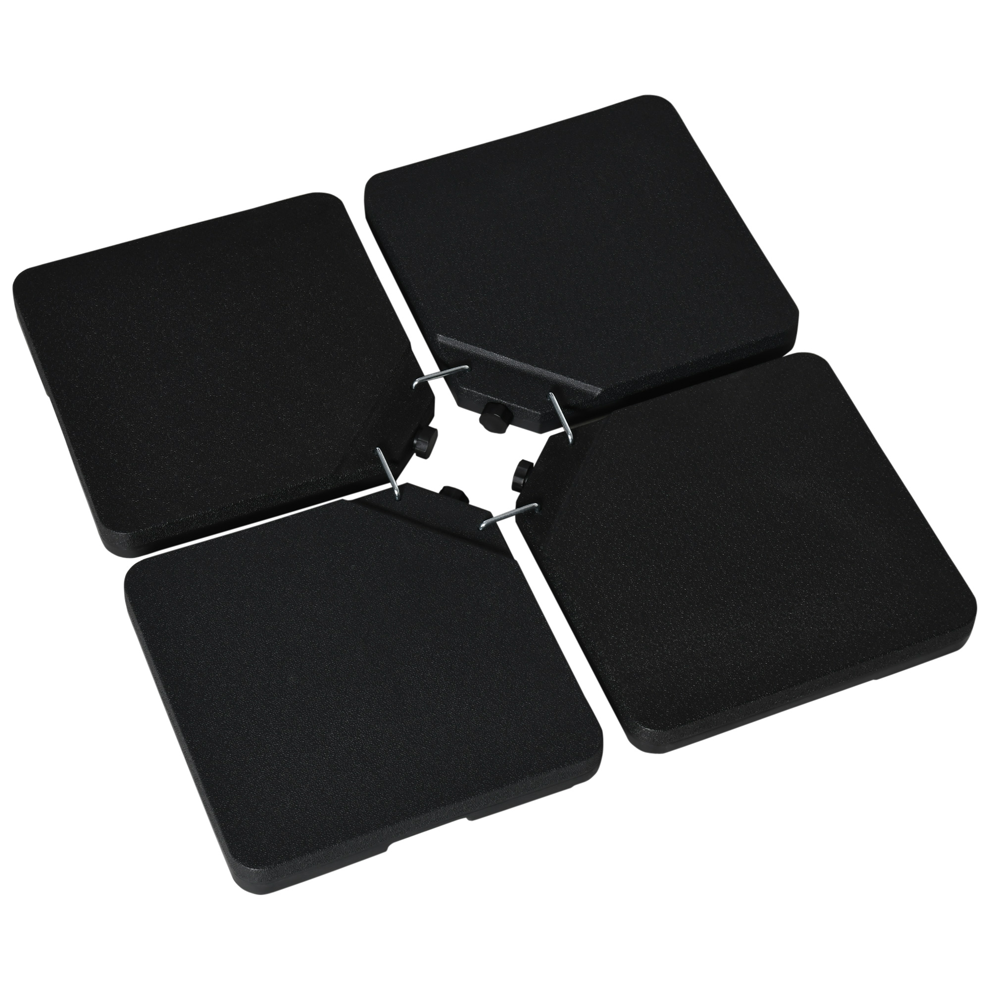 Umbrele -  Baza pentru Umbrela din 4 Piese Reumplibila cu Apa sau Nisip si Carlige de Conexiune, Negru