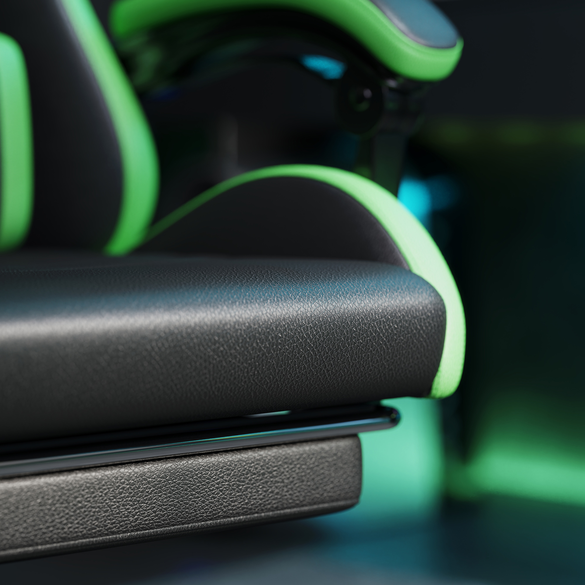  Scaun Gaming cu inaltime Reglabila, Scaun Gaming Ergonomic cu Spatar Rabatabil, 65x65x121-129 cm, Negru [8]