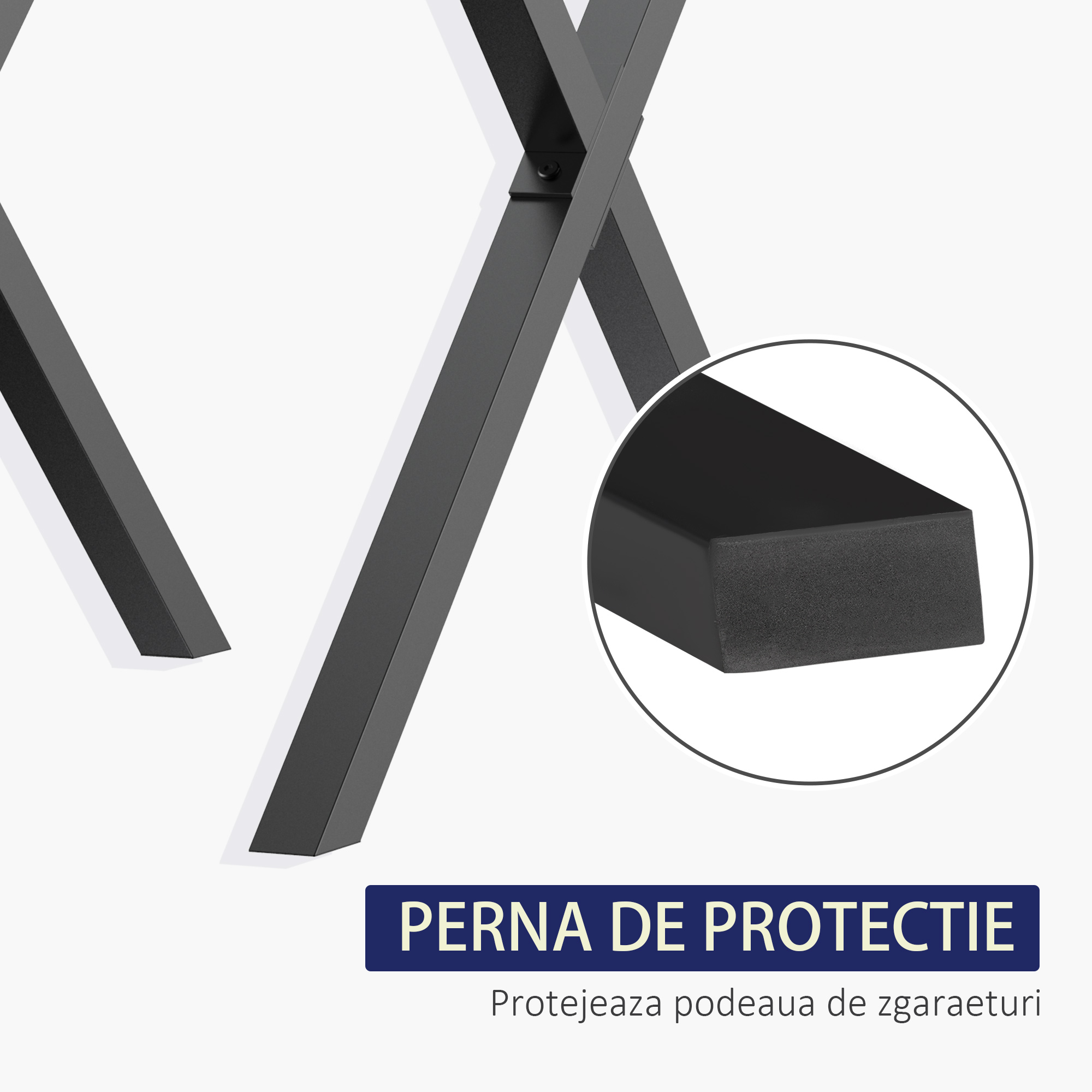  Set 2 Picioare pentru Masa Birou Otel in Forma de X 80 cm - Negru [4]