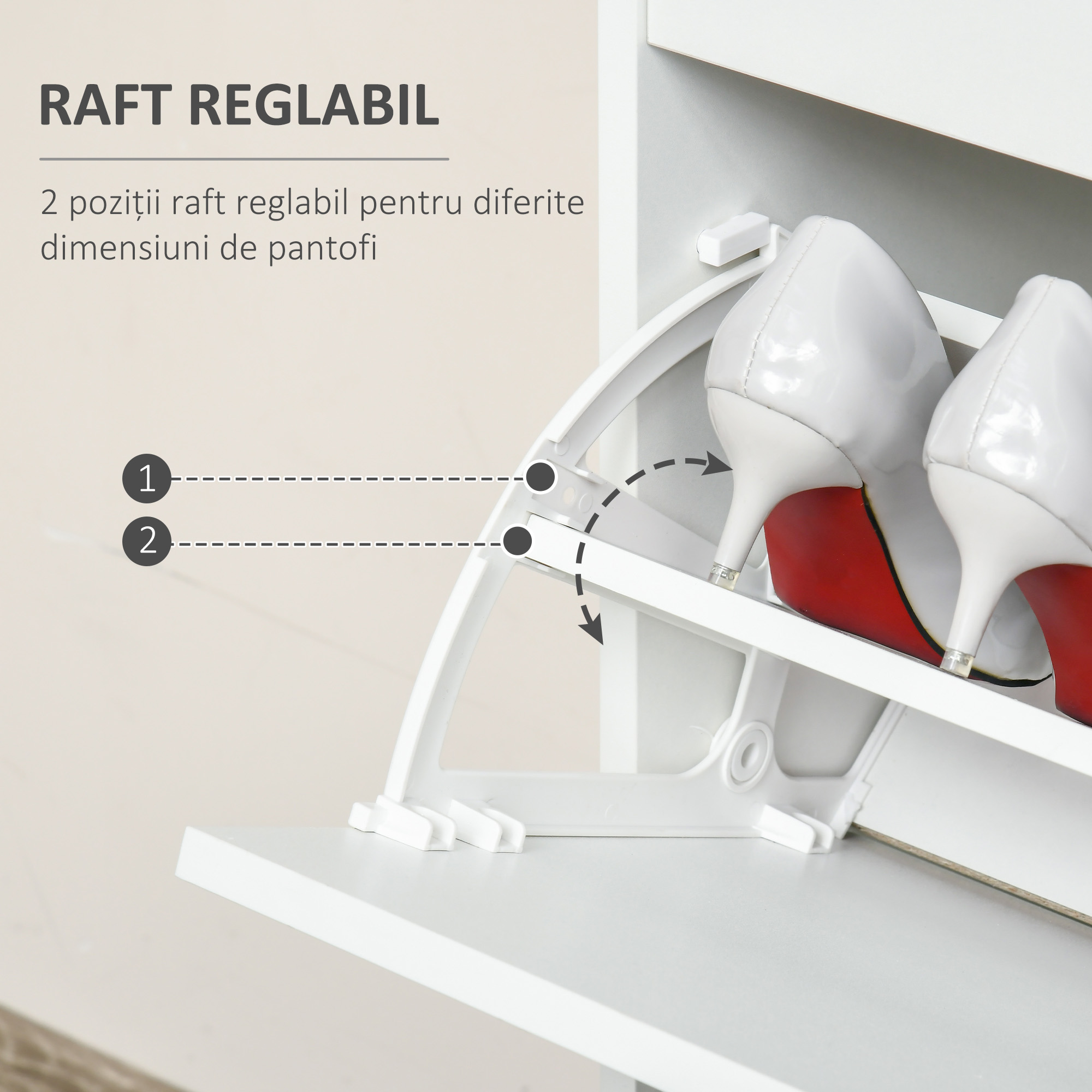  Suport de Pantofi Modern 2 Sertare pentru 16 Perechi de Pantofi si Sertar Mic 70x29x92cm [4]