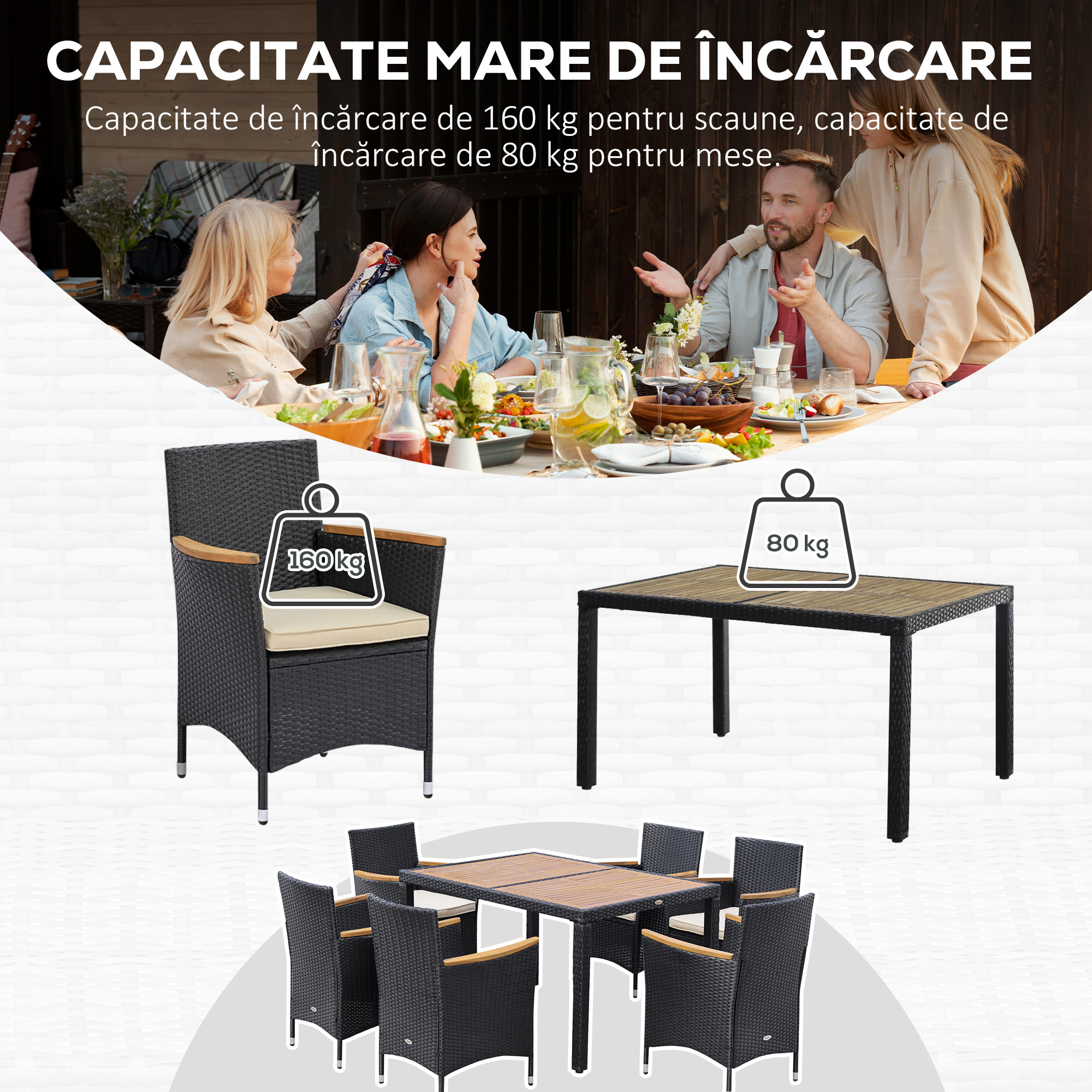  Set Mobilier Gradina 7 Piese - Ratan, Lemn & Perne Moi [7]