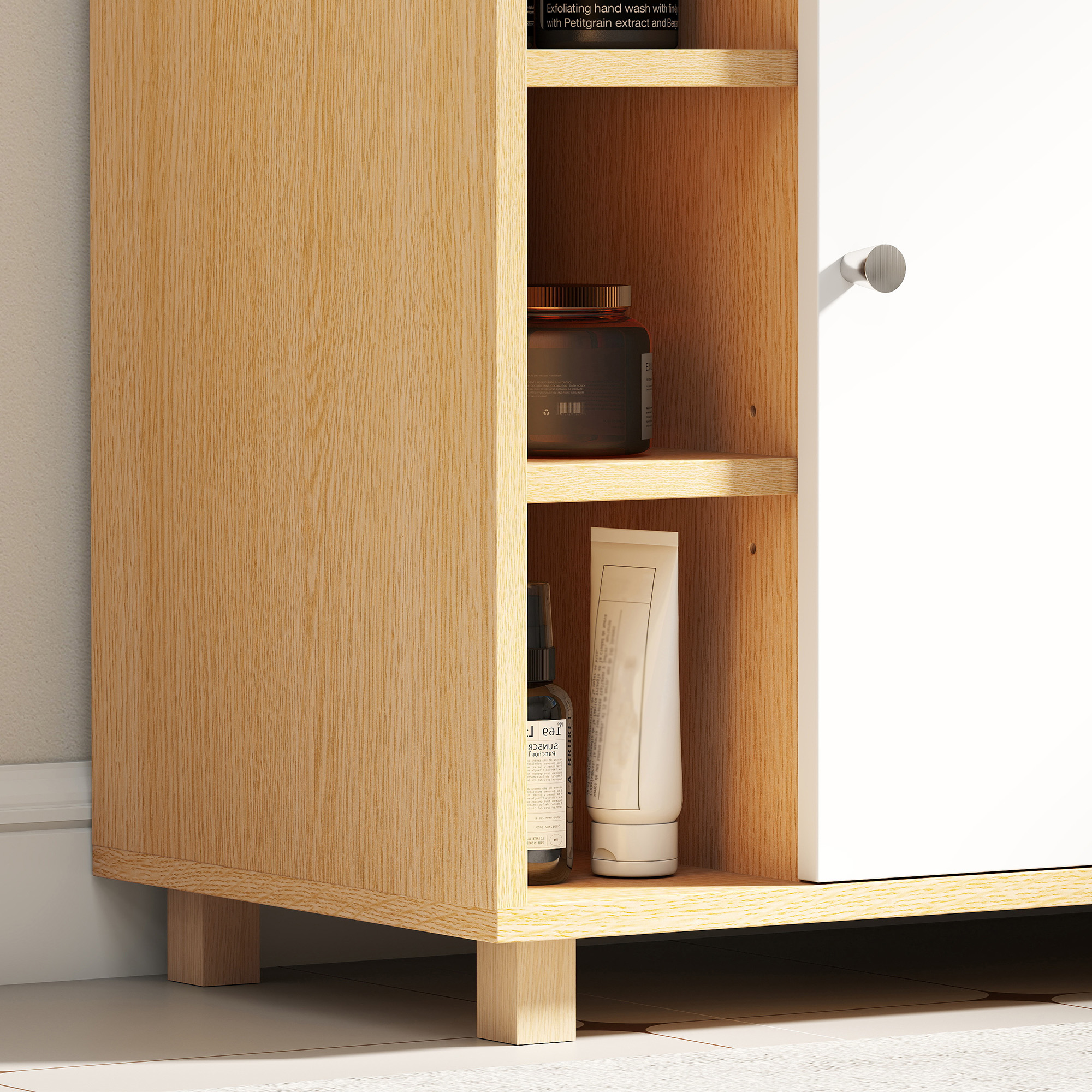  Dulap Sub Chiuveta cu 2 Usi cu inchidere Lenta si 6 Rafturi Lemn natural [8]