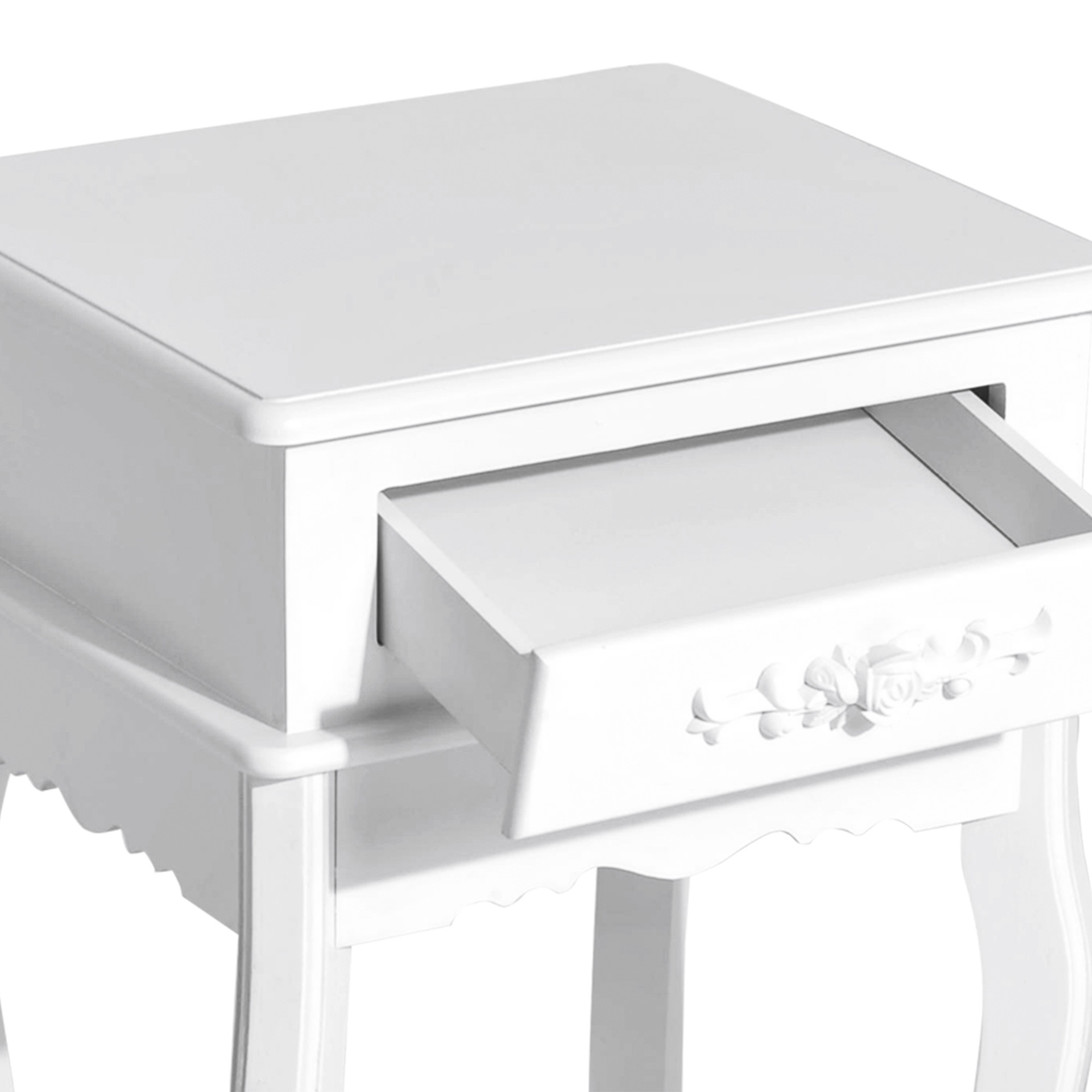  Noptiera cu Sertar in Lemn Alb, 40 x 30 x 60cm [8]