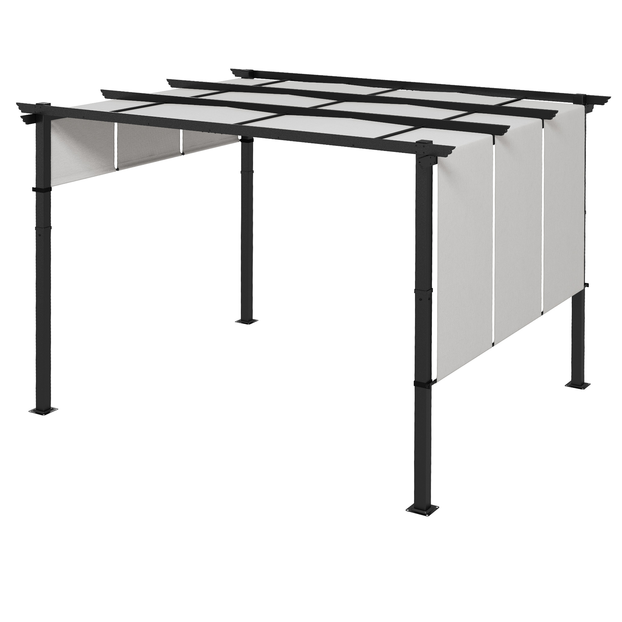 Gradina & balcon -  Pergola Gazebo 3x3.5 m cu 3 Acoperisuri Reglabile, din Otel si Poliester Anti-UV, Gri Deschis