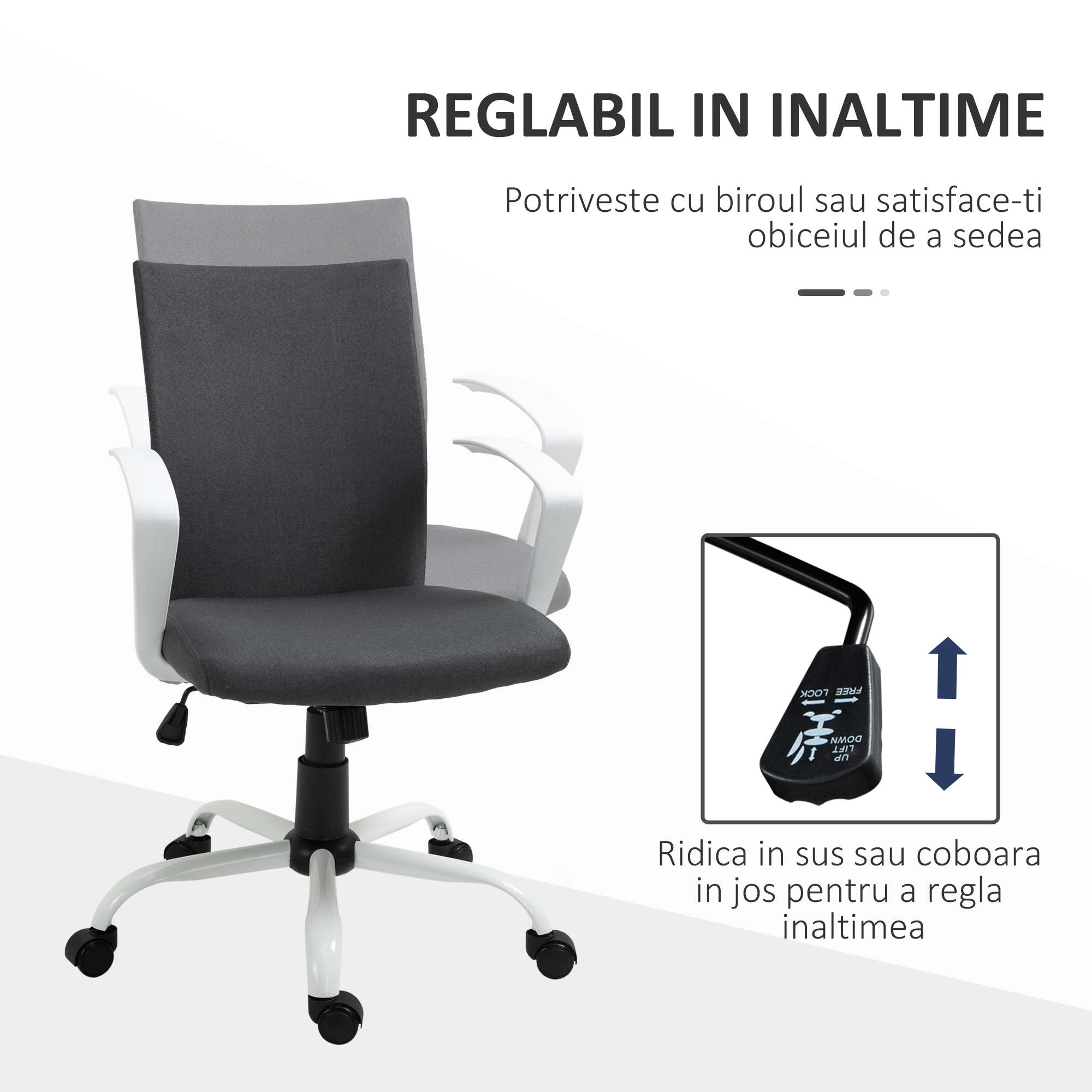  Scaun de Birou Ergonomic si Pivotant pentru Birou, Gri inchis [3]