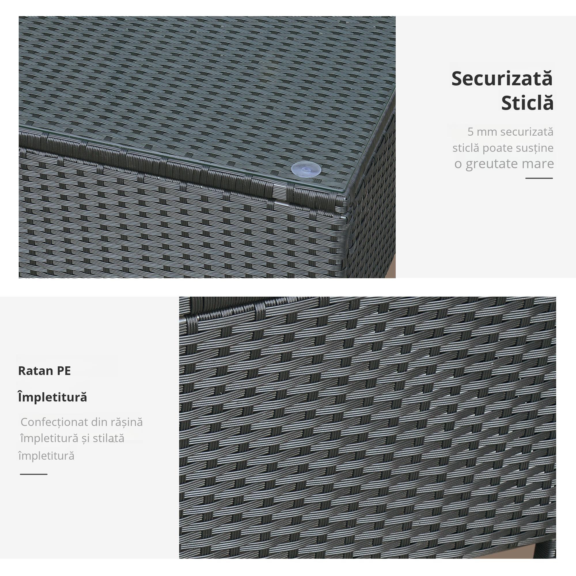  Ousunny Masa de Cafea cu Sticla Securizata, Negru [4]