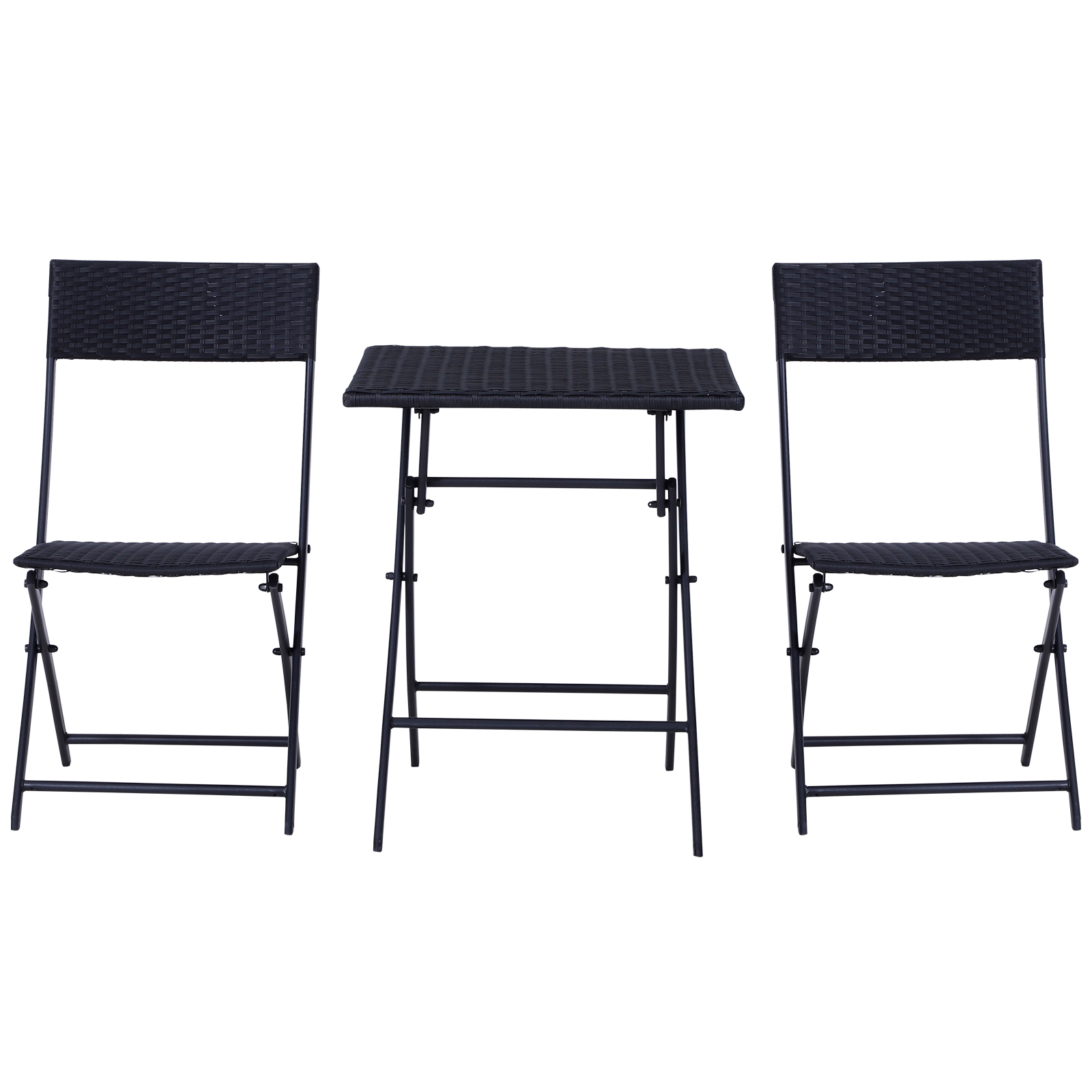  Set Mobilier pentru Gradina din Poly Ratan 3buc Set Masa si 2 Scaune pentru Gradina Pliabile Negru [6]
