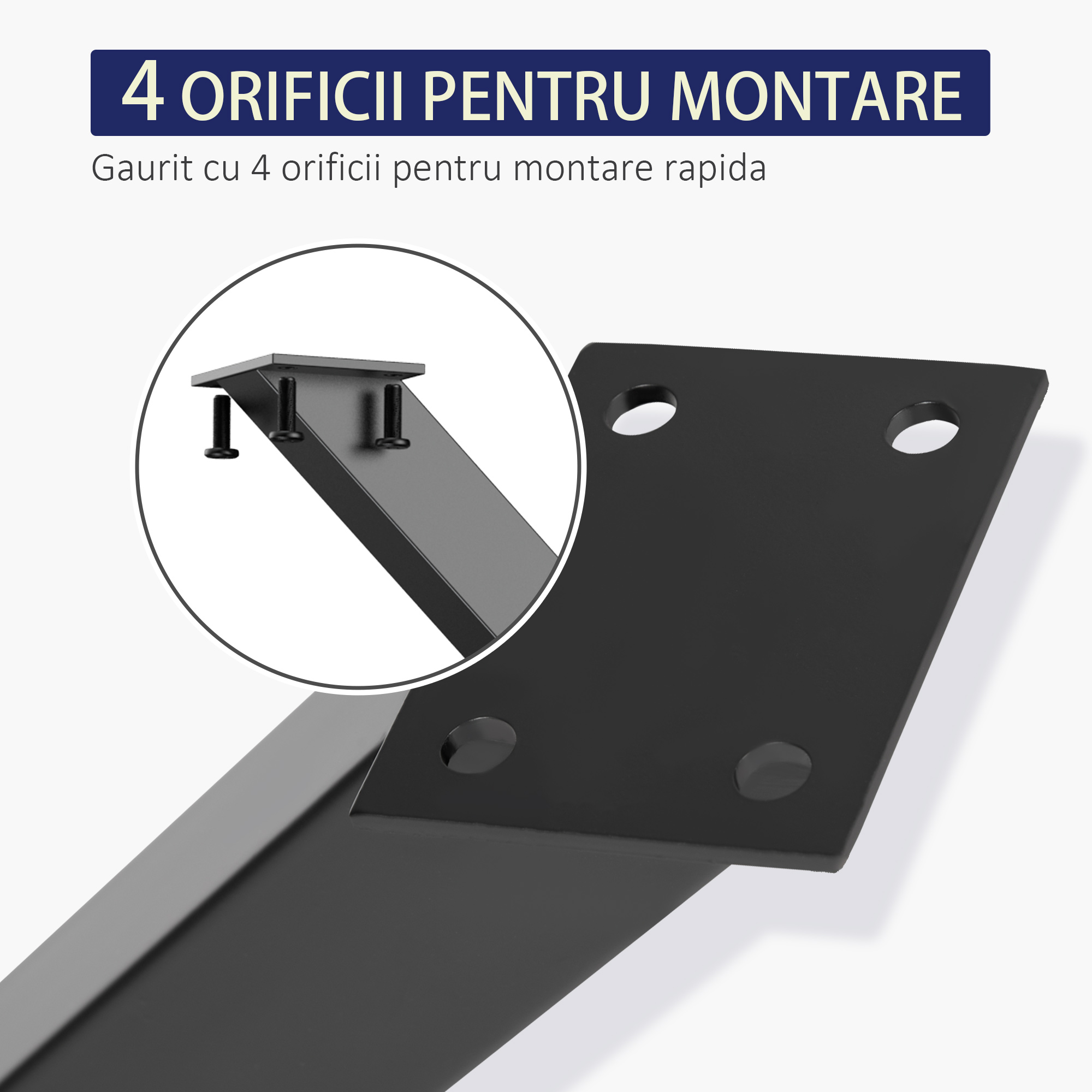  Set 2 Picioare pentru Masa Birou Otel in Forma de X 80 cm - Negru [3]