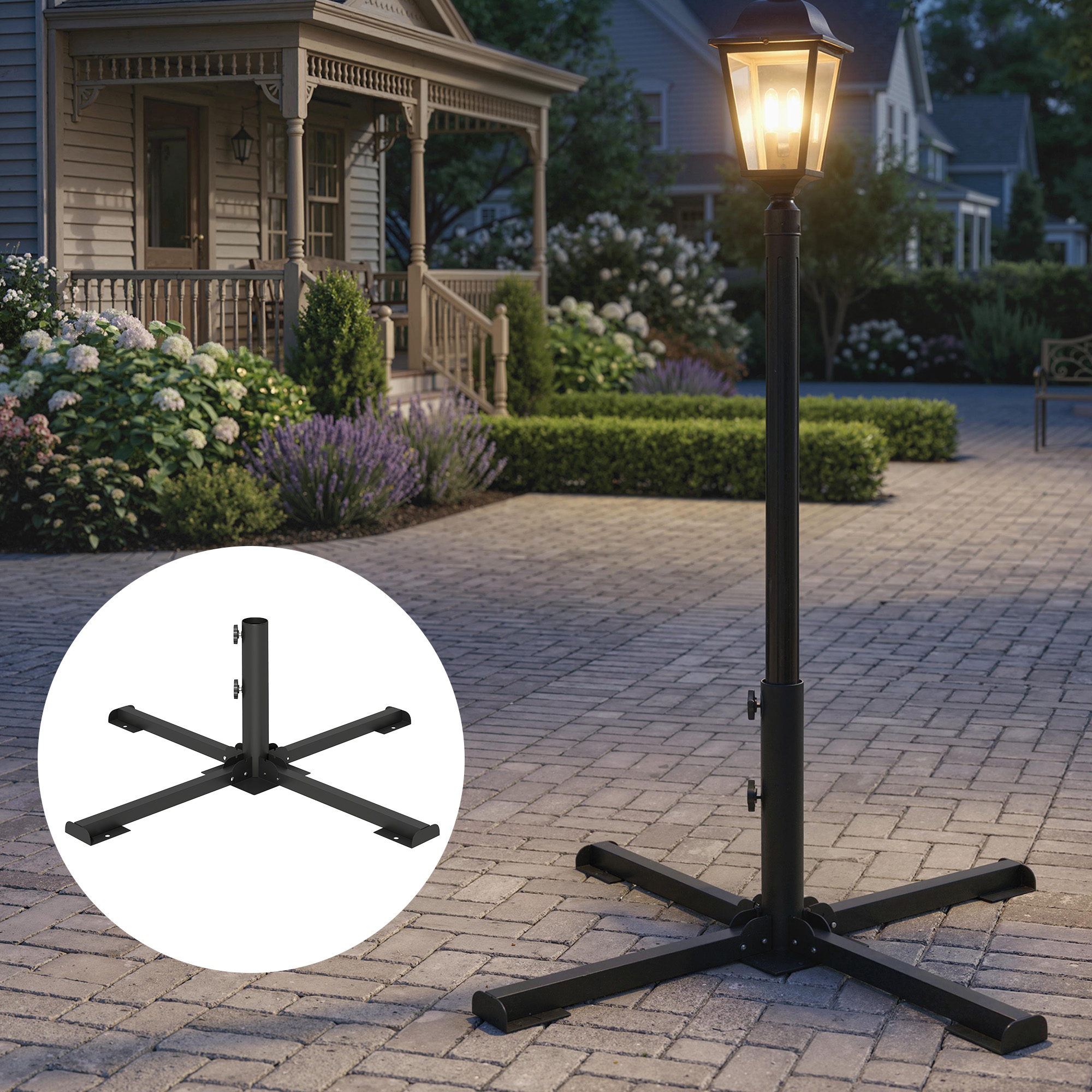  Suport pentru umbrela pliabil, diametru tija 38 si 48 mm, suport in cruce pentru umbrele, gri inchis [4]