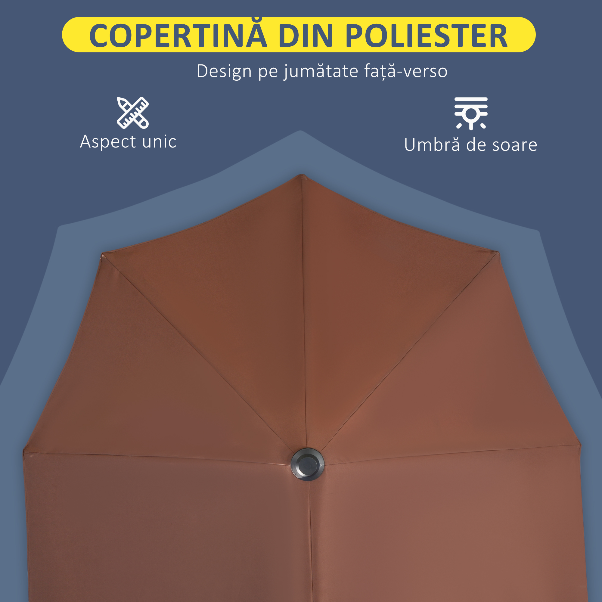  Umbrela de Terasa 200x190x240 cm cu Manivela, Stalp din Otel si Baza in Forma de Cruce Anti-UV pentru Terasa si Balcon, Gri [6]