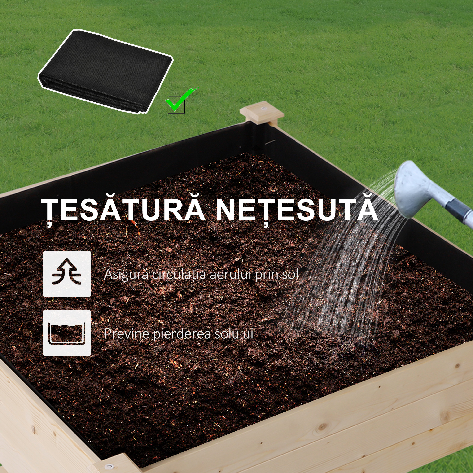  Gradina Flori Acoperis Urban din Lemn cu Husa din Tesatura, 91x91x81cm [4]