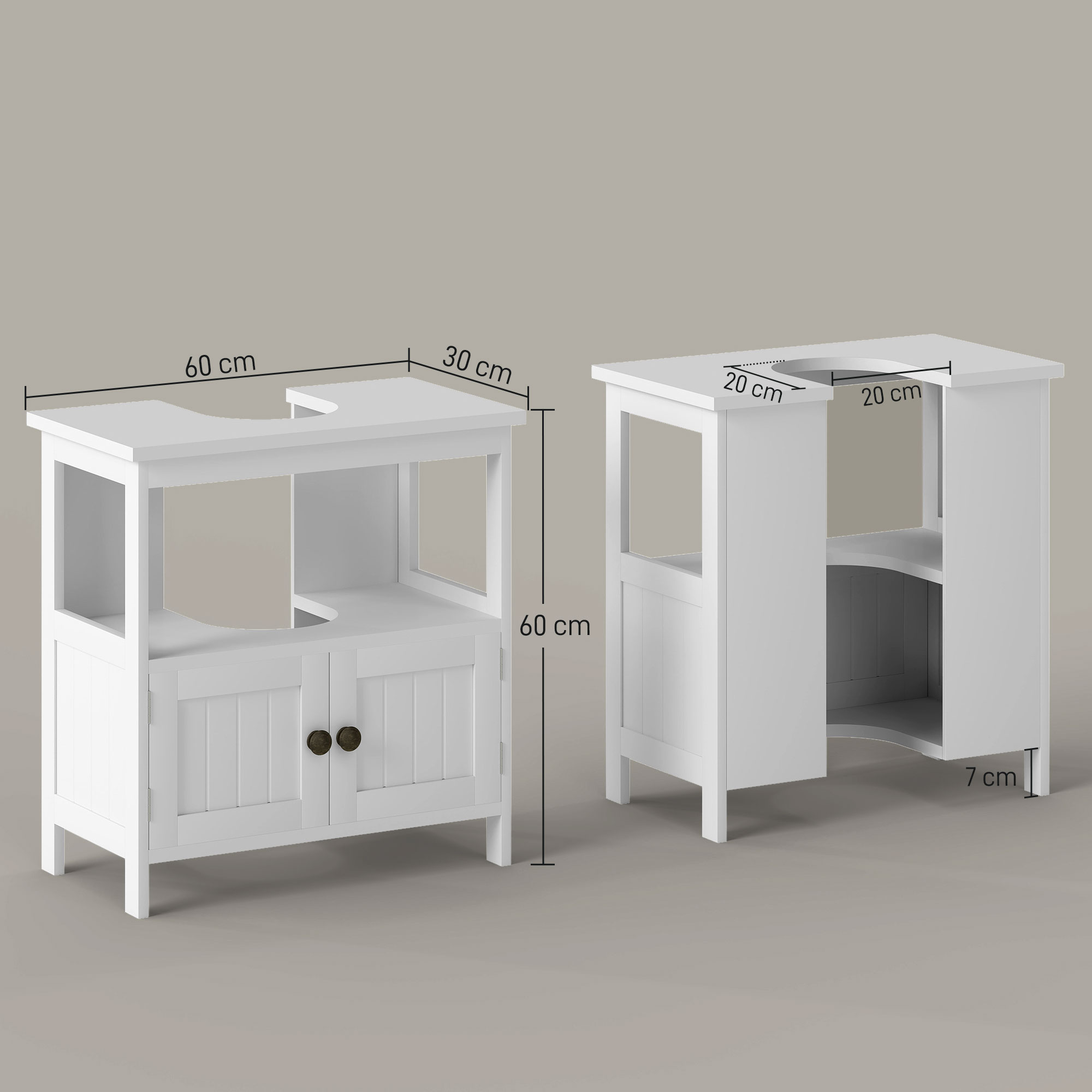  Dulap Sub Chiuveta cu Raft si 2 Usi 60x30x60 cm Alb [2]