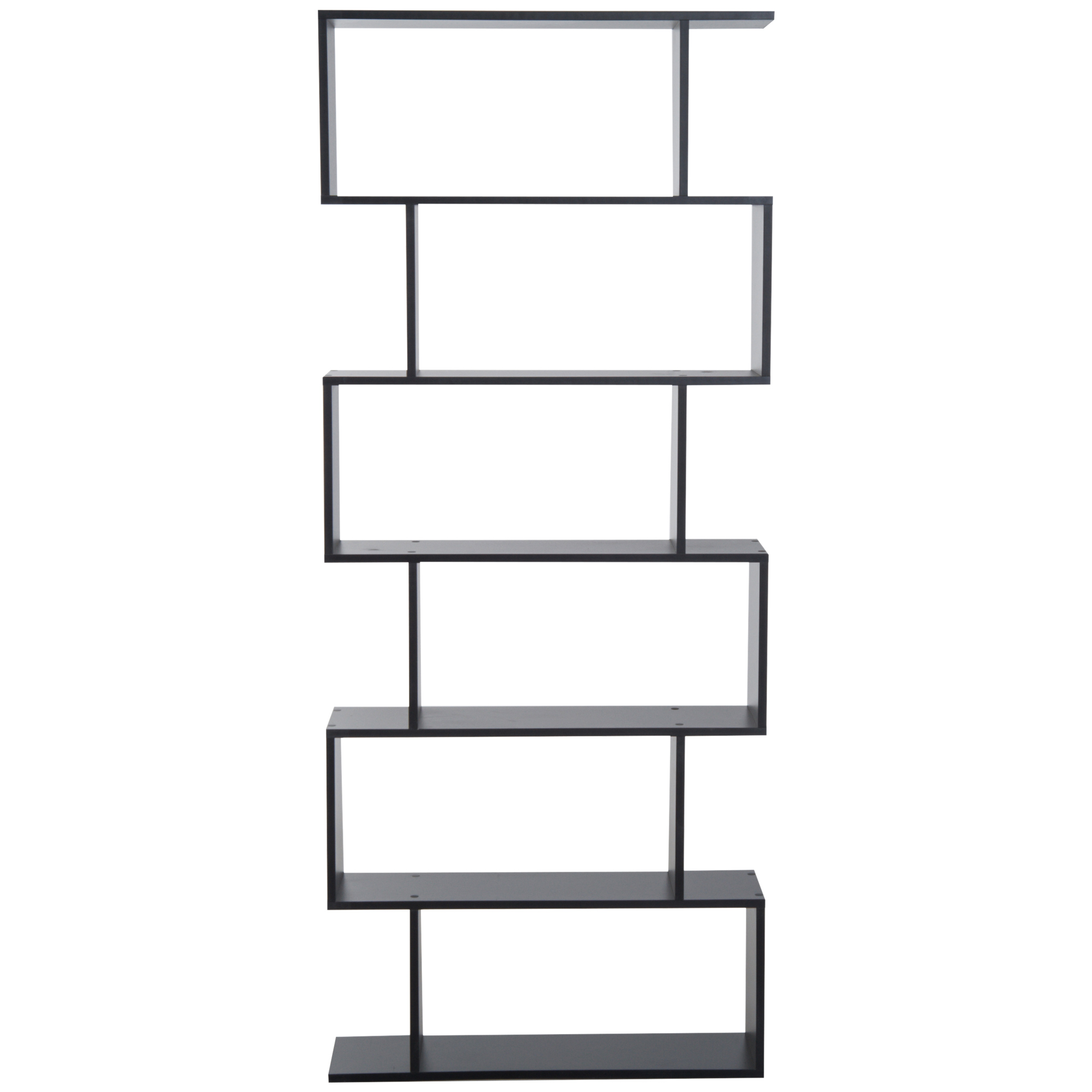  Biblioteca din Lemn, Design Modern cu 6 Rafturi, 80x23x192 cm, Negru [7]