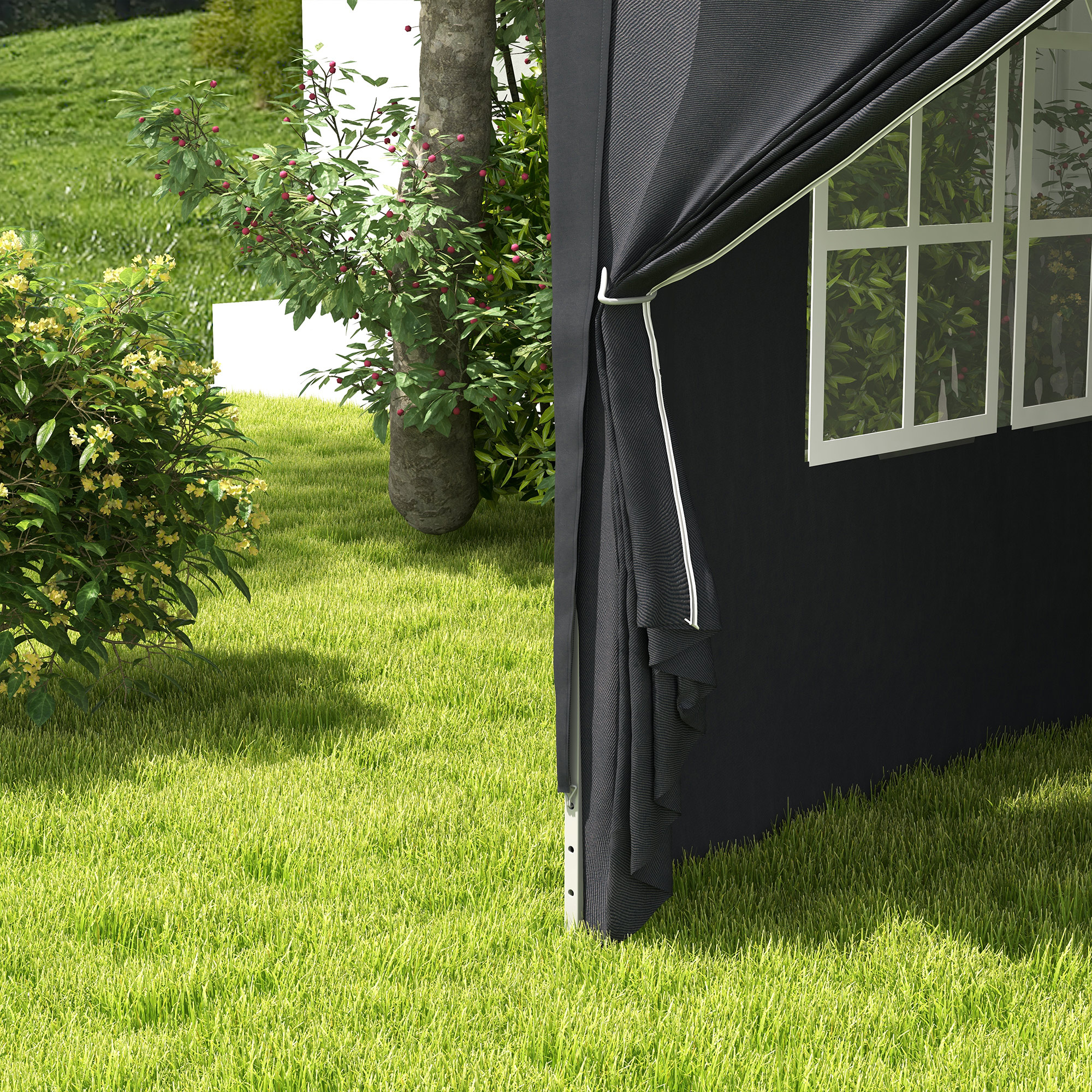  Cort cu Copertina Pliabila de 3x3 m, Adapost pentru Soare Reglabil in inaltime, Geanta de Transport si Saci de Greutate [8]