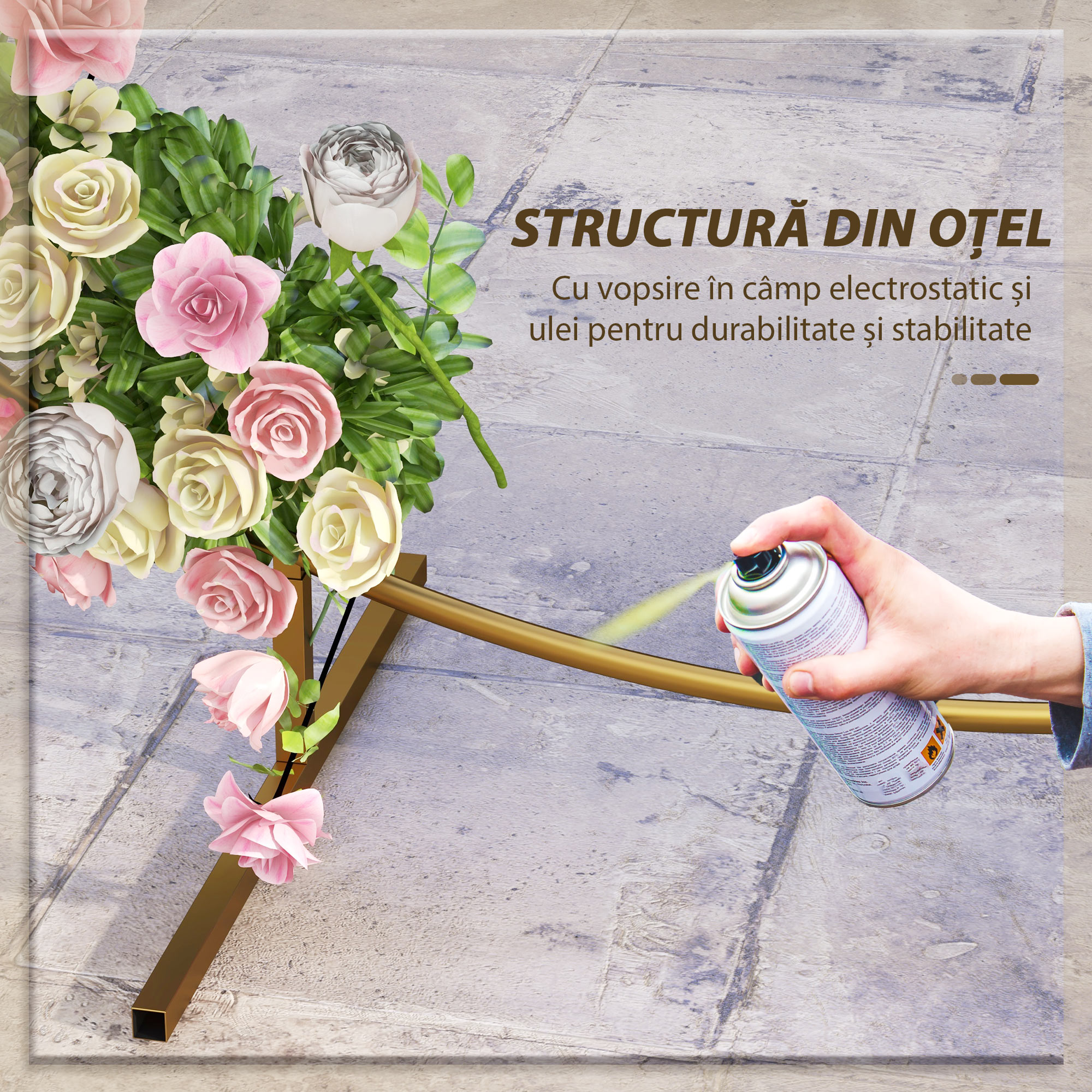  Arc de Gradina din Otel Auriu - Arc Decorativ Rotund pentru Baloane, Plante Cataratoare, Flori - Pentru Nunti, Aniversari, Ceremonii - 2,24 m [4]