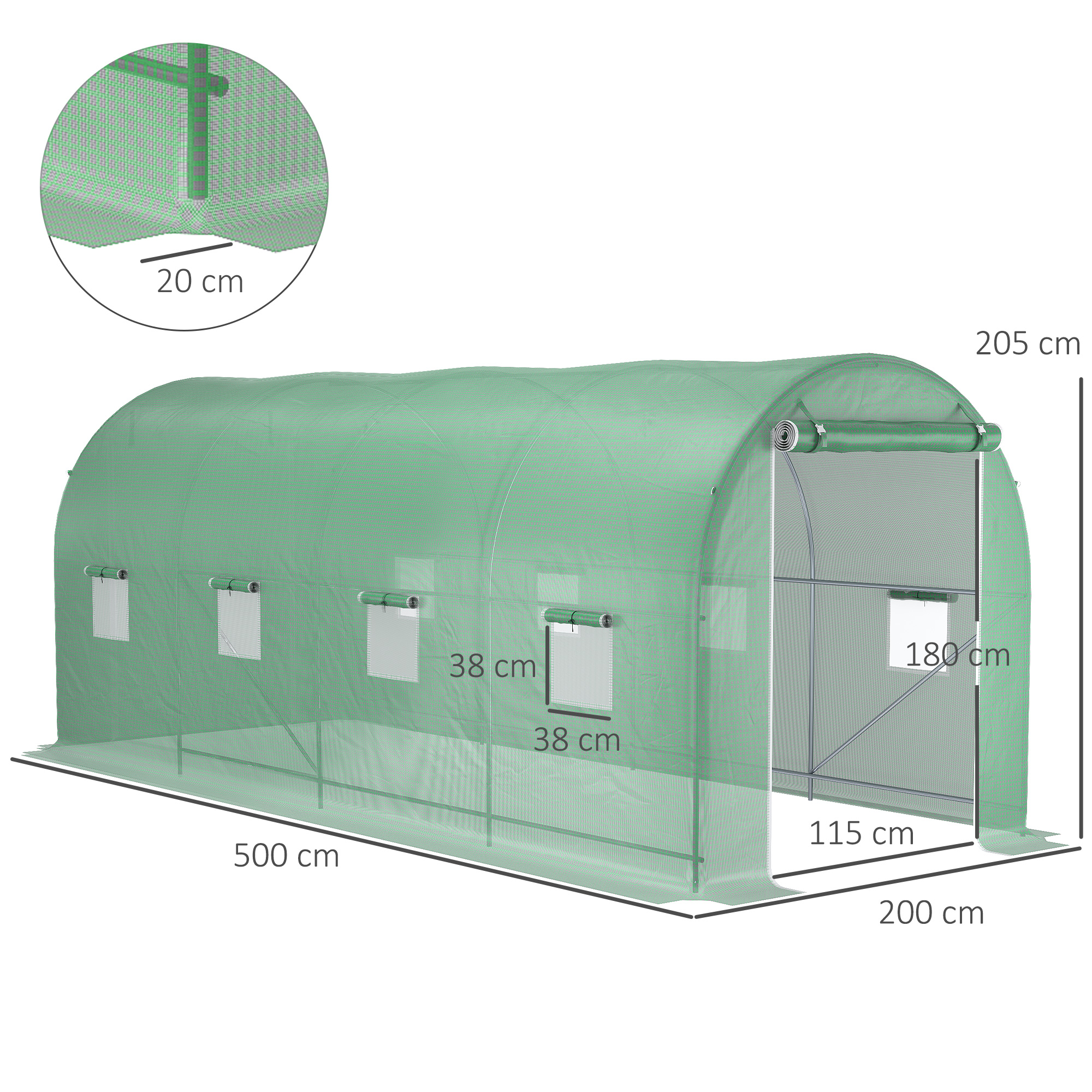  Sera Tunel Verde 500×200×205 cm - Cadr, Otel & 8 Ferestre [2]