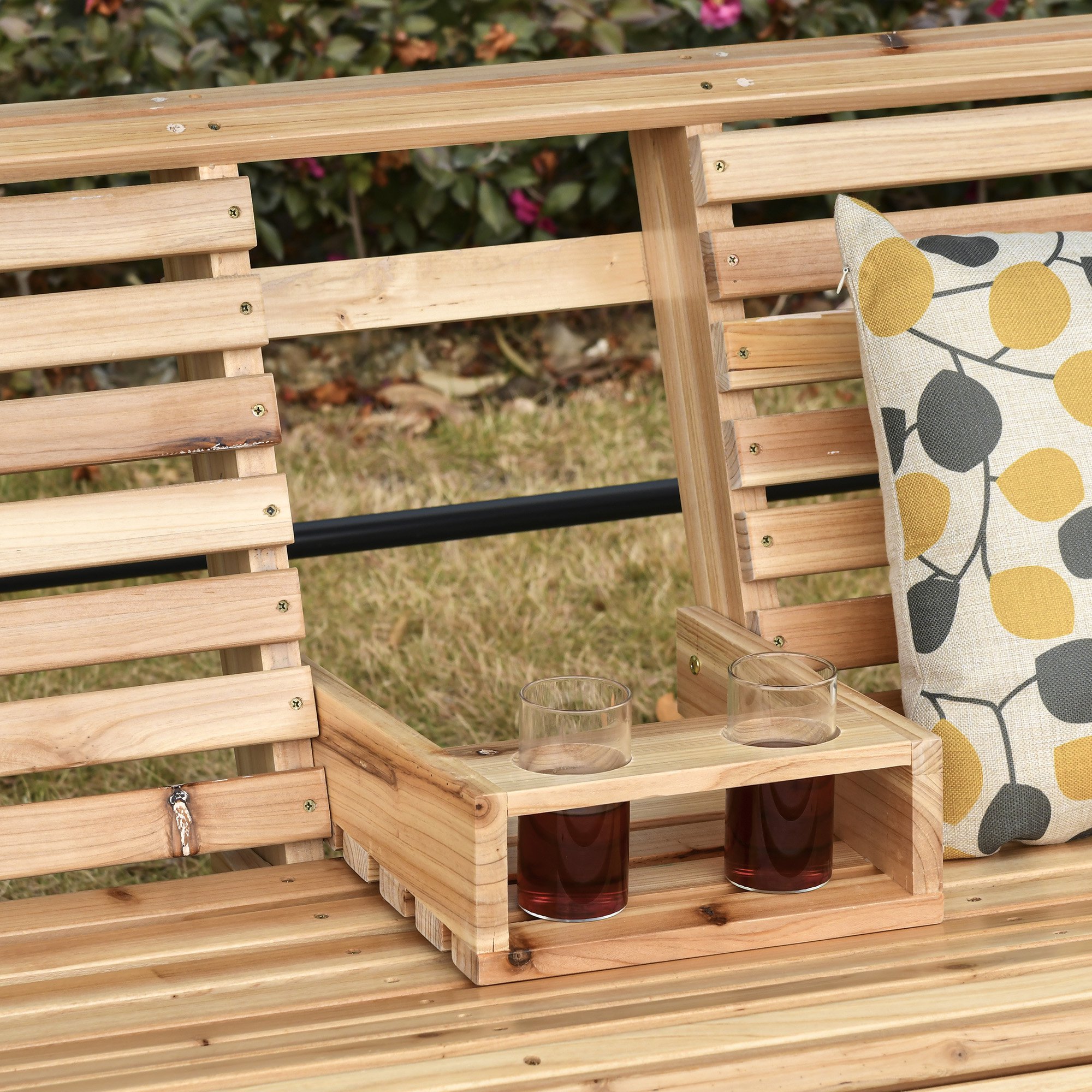  Leagan Suspendat cu 3 Locuri din Lemn pentru Gradina sau Terasa [7]