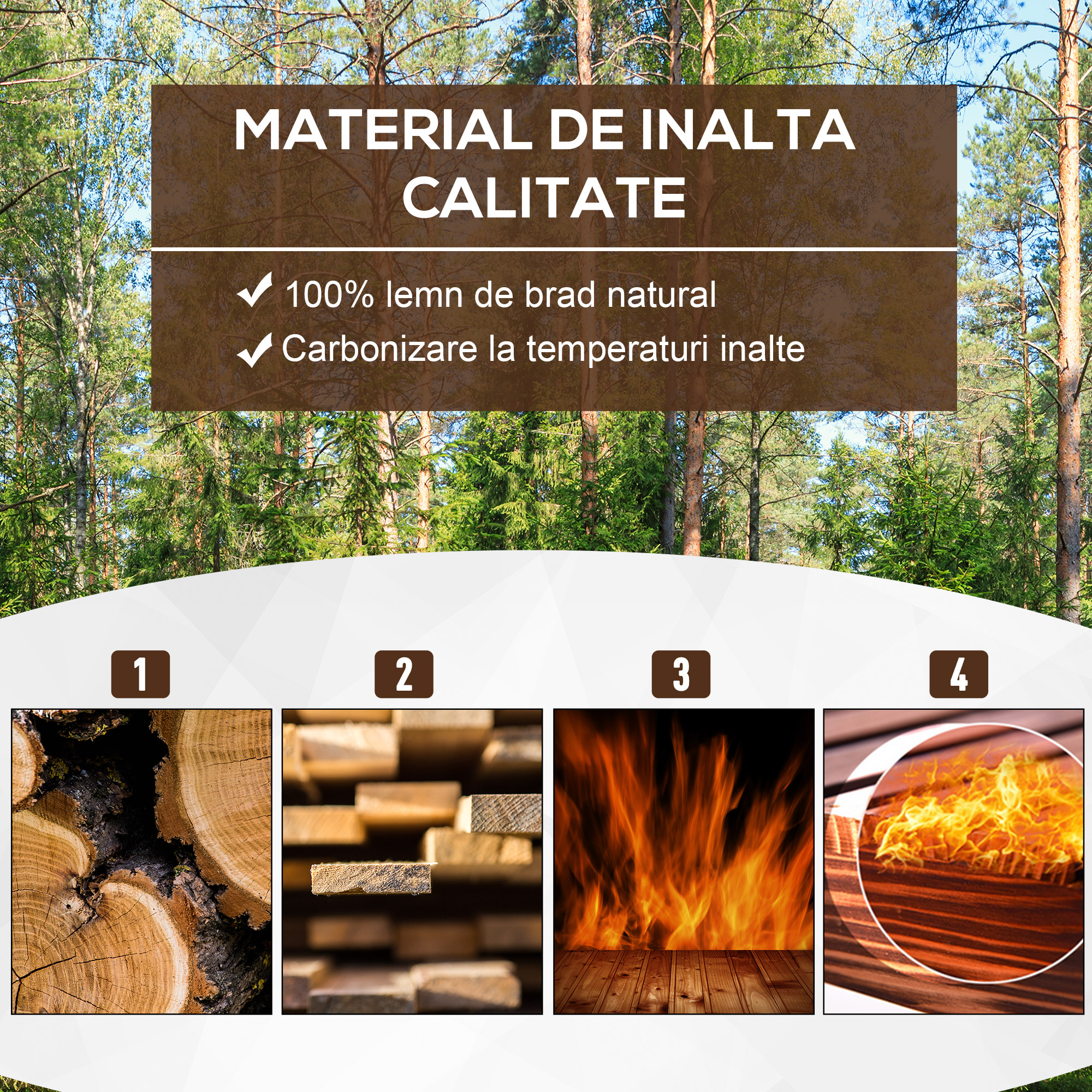  Jardiniera de Gradina Dreptunghiulara pentru Plante, 80x33x30 cm, Lemn Natural [4]