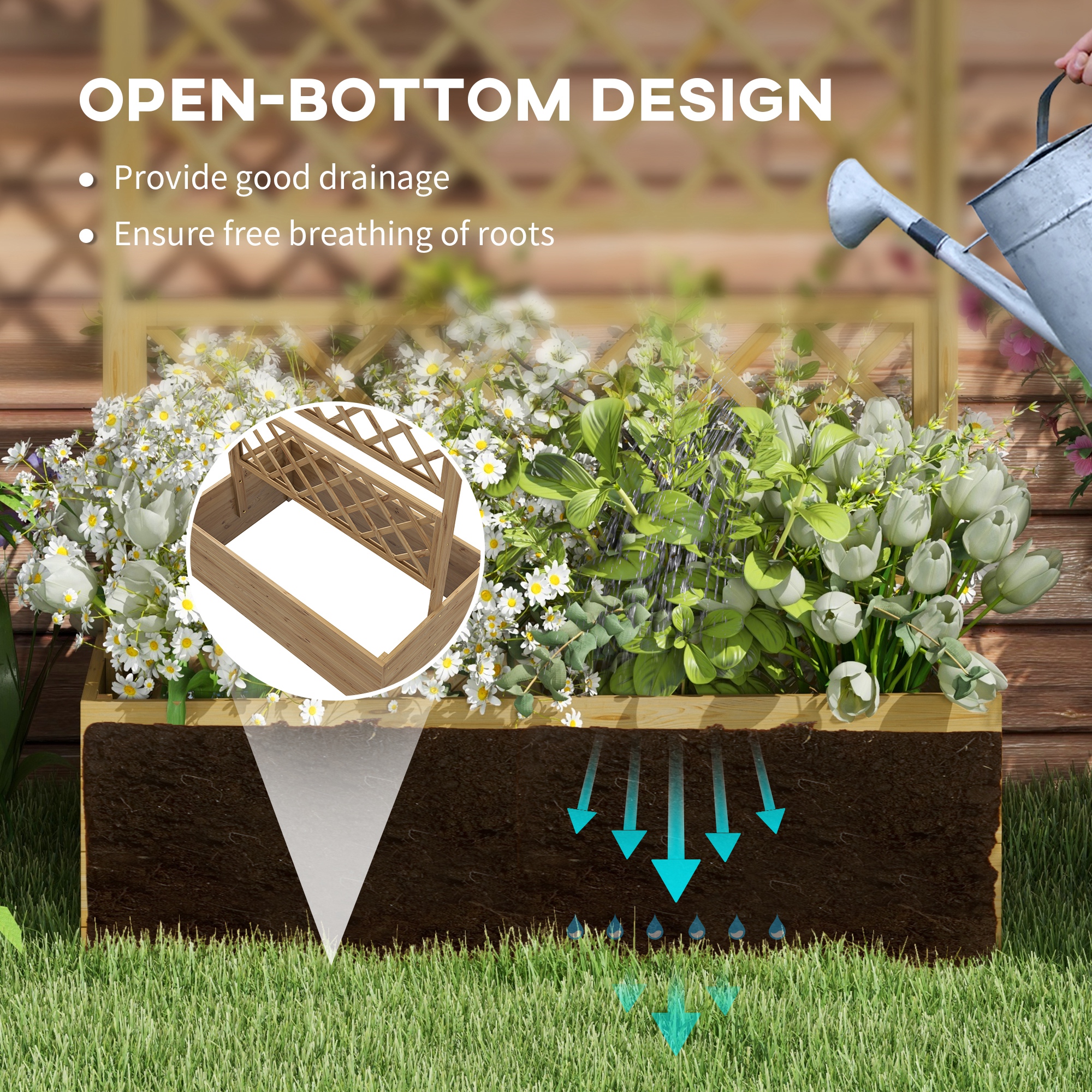  Ghiveci din Lemn cu Spalier, Ton Natural [5]