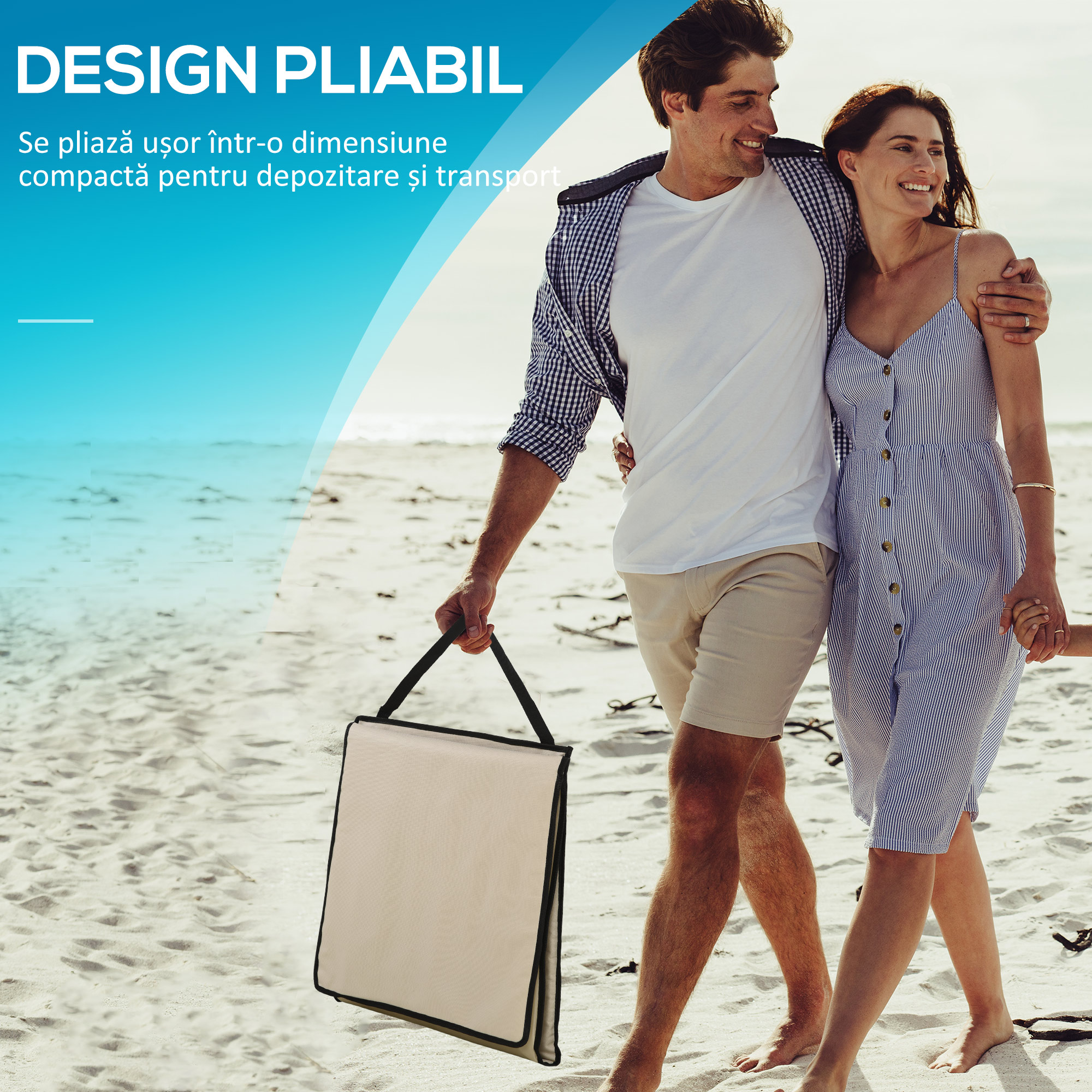  Set 2 sezlonguri Pliabile cu Unghi Reglabil si Buzunar cu Fermoar, 142x51x40 cm, Albastru [5]