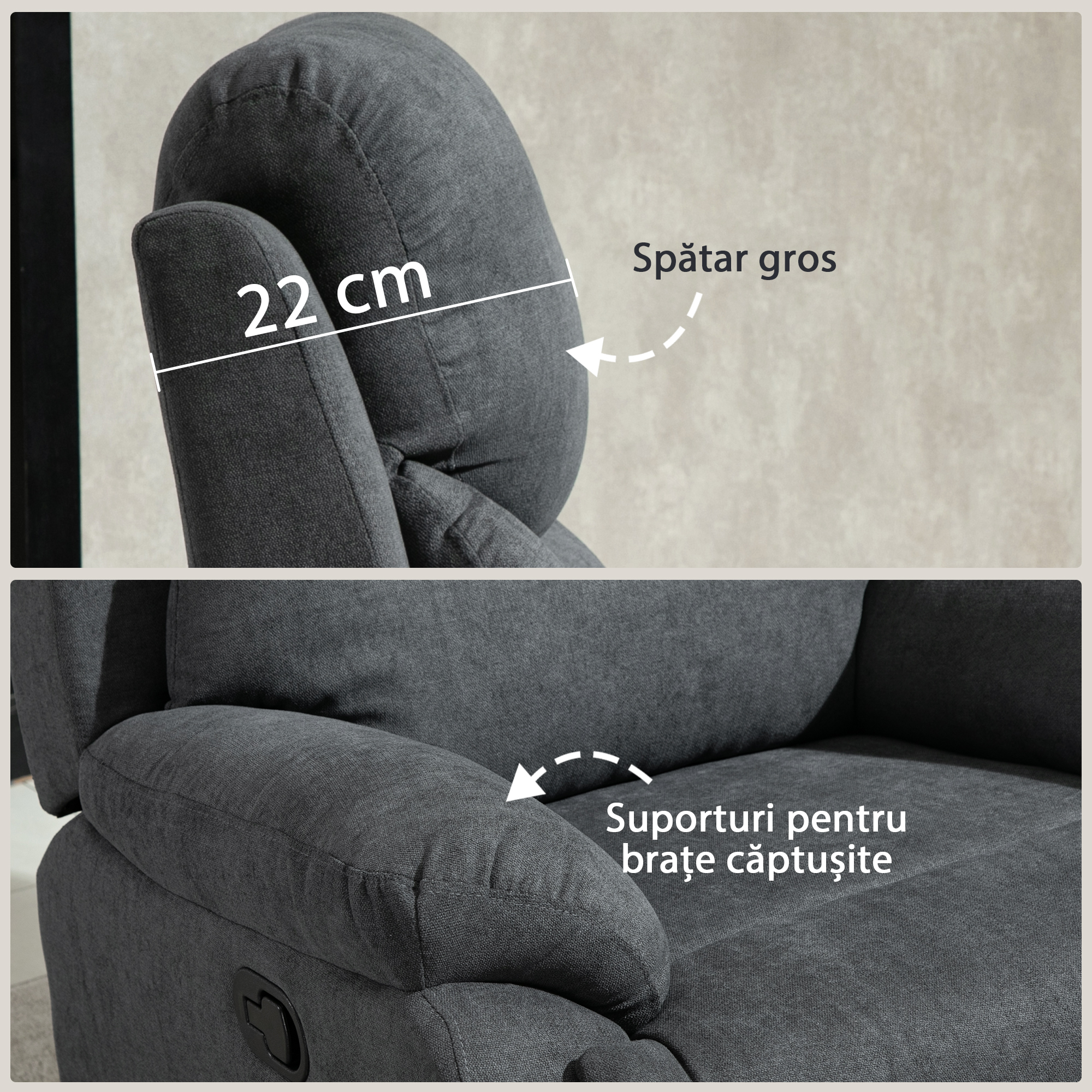  Fotoliu Relax - In Gri, Rabatabil cu Suport Picioare [5]