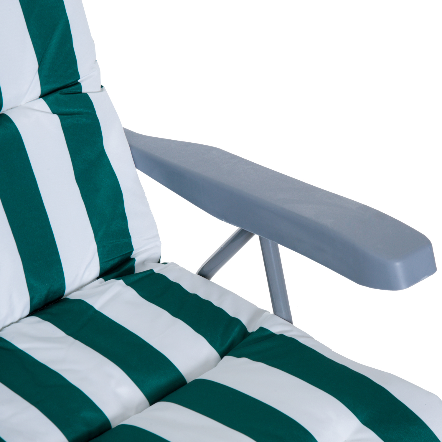  Set 2 sezlonguri de Gradina pentru Plaja cu Brate Reclinabile, Alb si Verde [8]