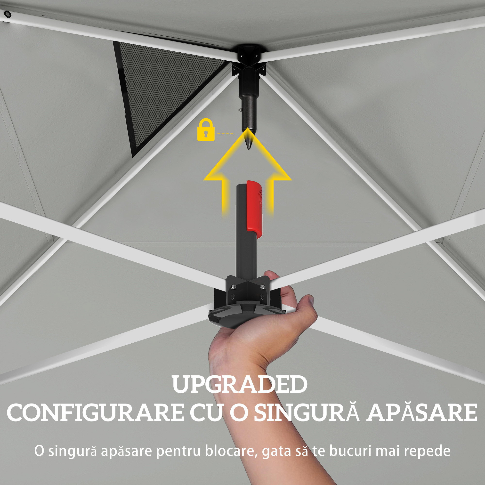  Pavilion 3x3 m Pop-Up cu Buzunare, UPF 50+, cu Saci de Nisip si Geanta cu Roti [4]