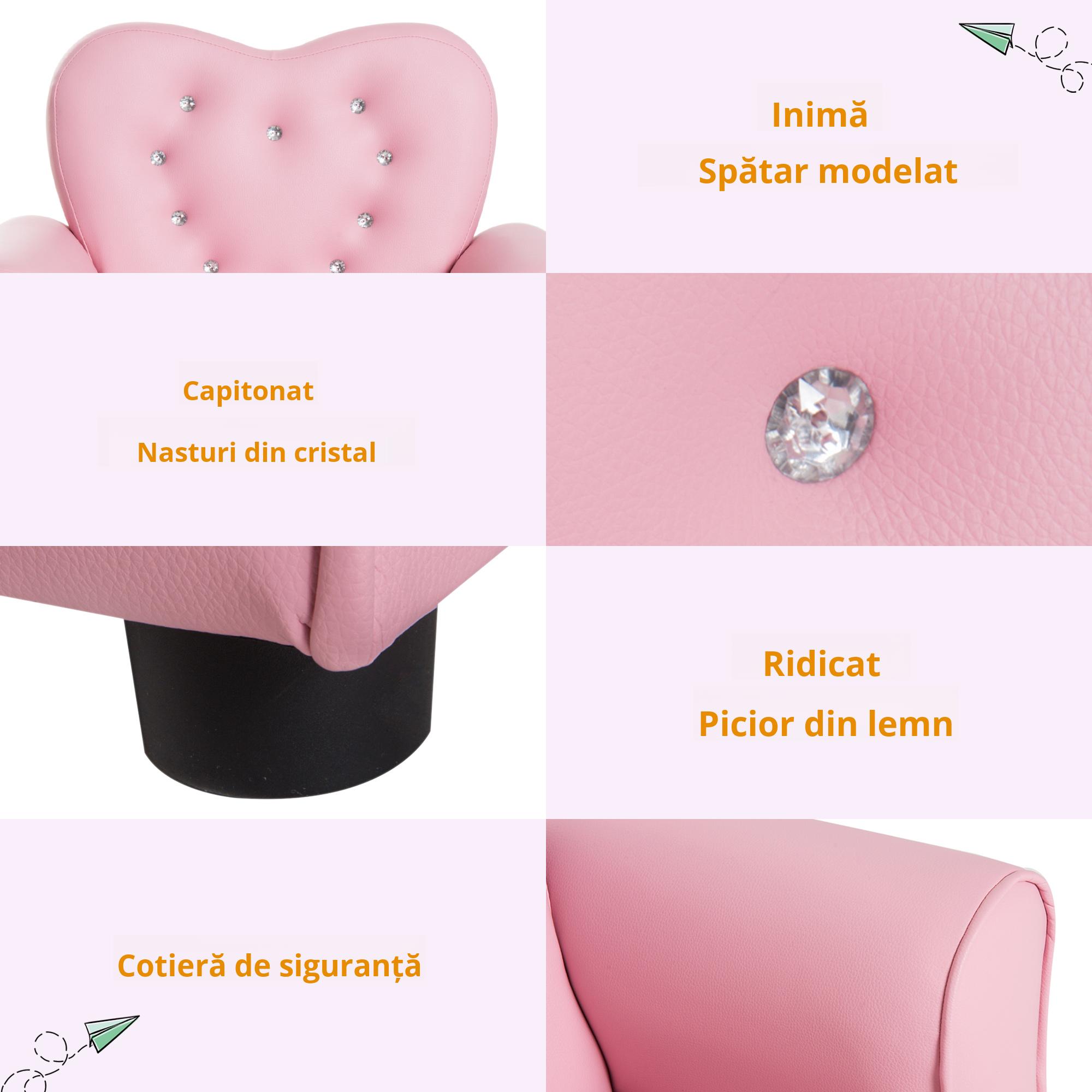  Fotoliu pentru Copii Capitonat Tapiterie din PVC Structura din Lemn [4]