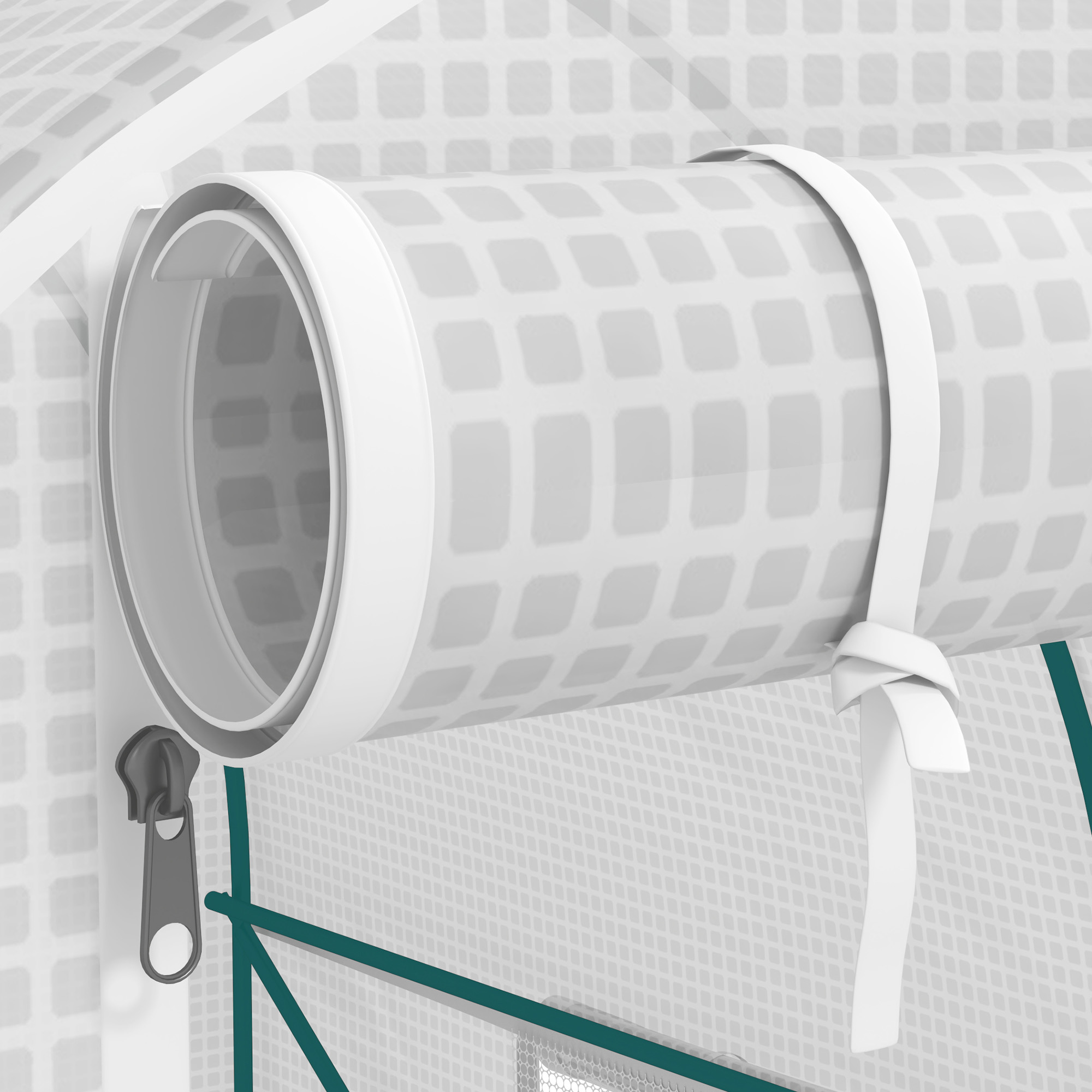  Sera de Gradina Tip Tunel cu Cadrul din Otel si 4 Ferestre din PE 2.5x2x2m, Alba [8]