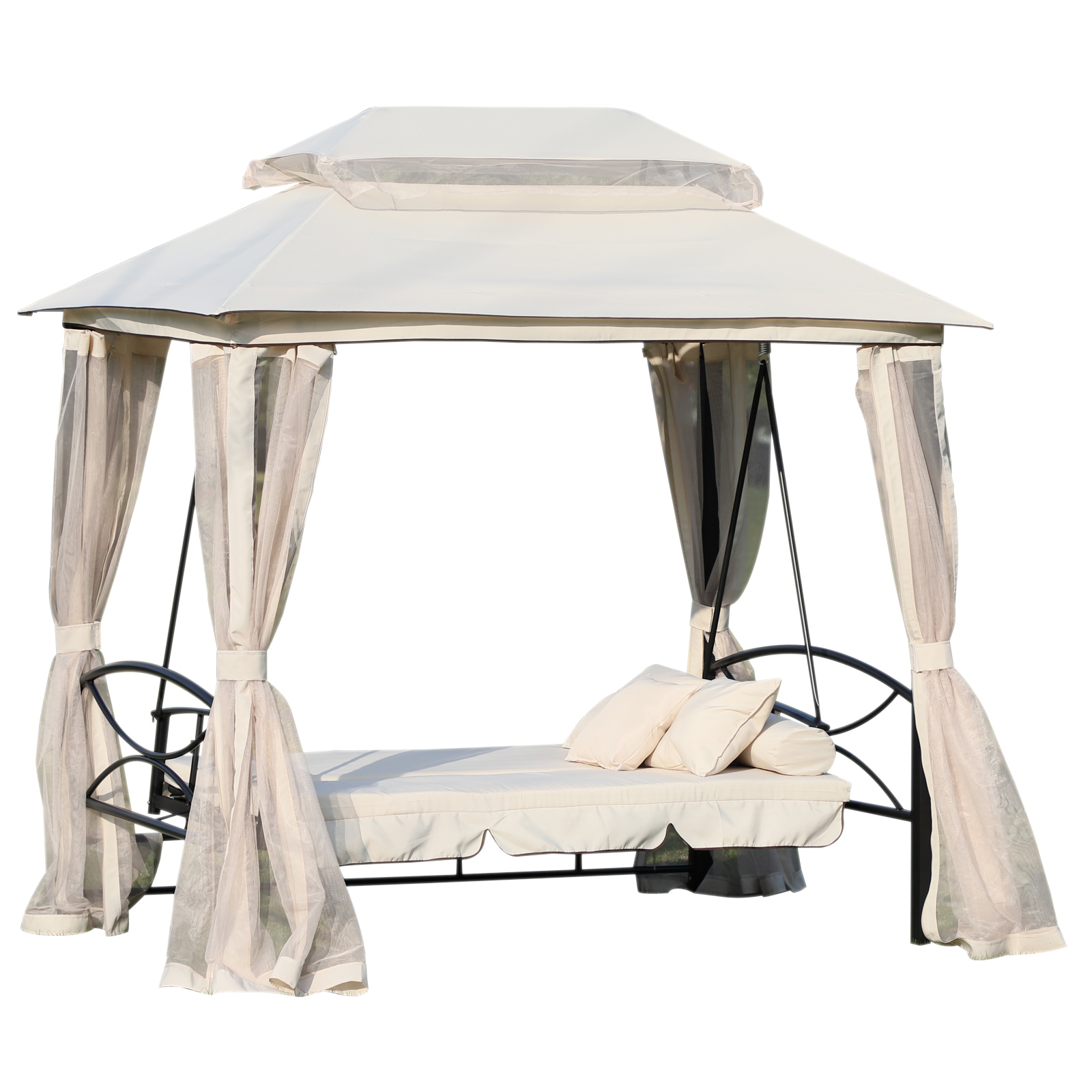 Gradina & balcon -  Foisor cu Canapea cu 3 locuri si plasa de tantari, 256x172x248cm Culoare Bej