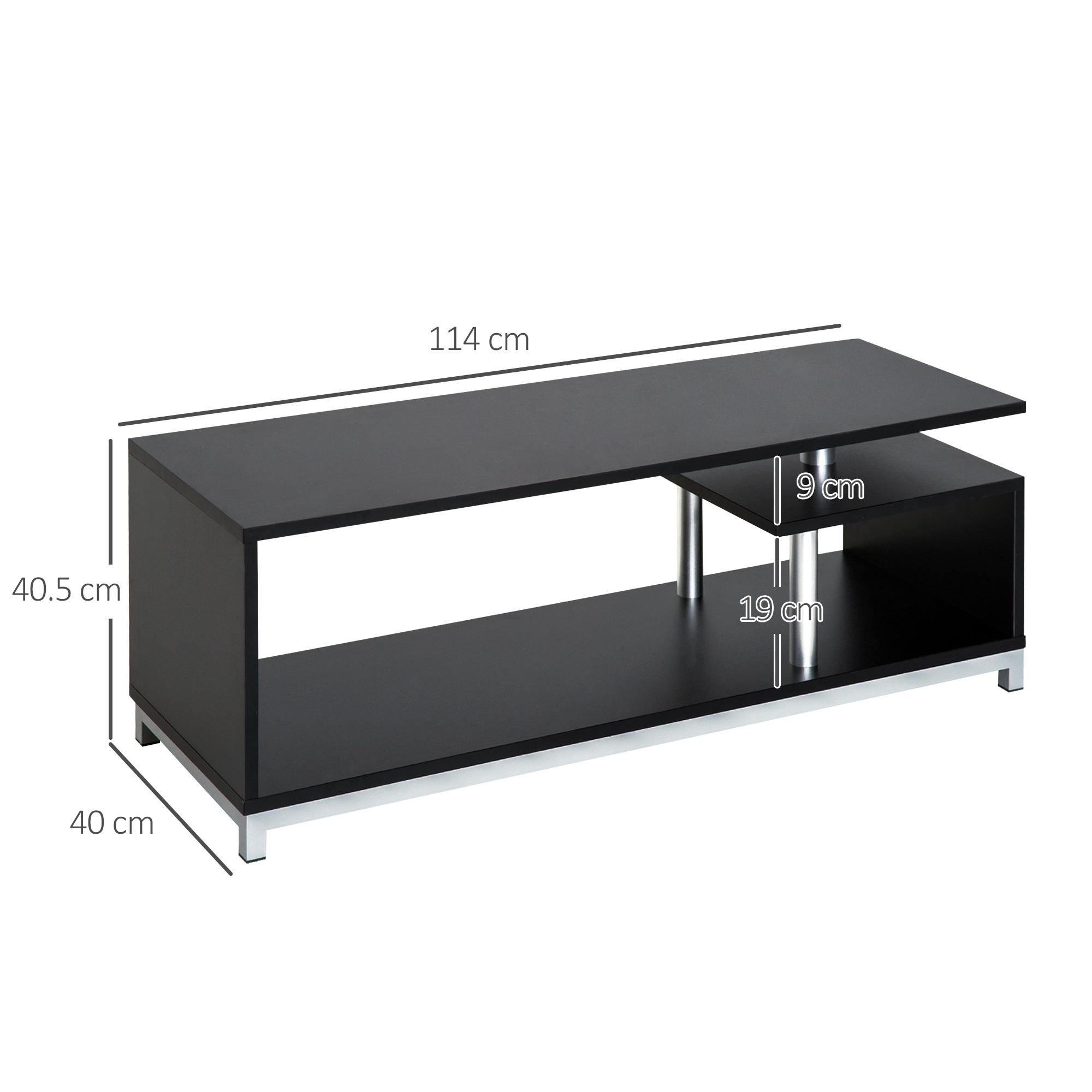  Mobilier TV din Lemn, Negru, 114x40x40.5cm [2]