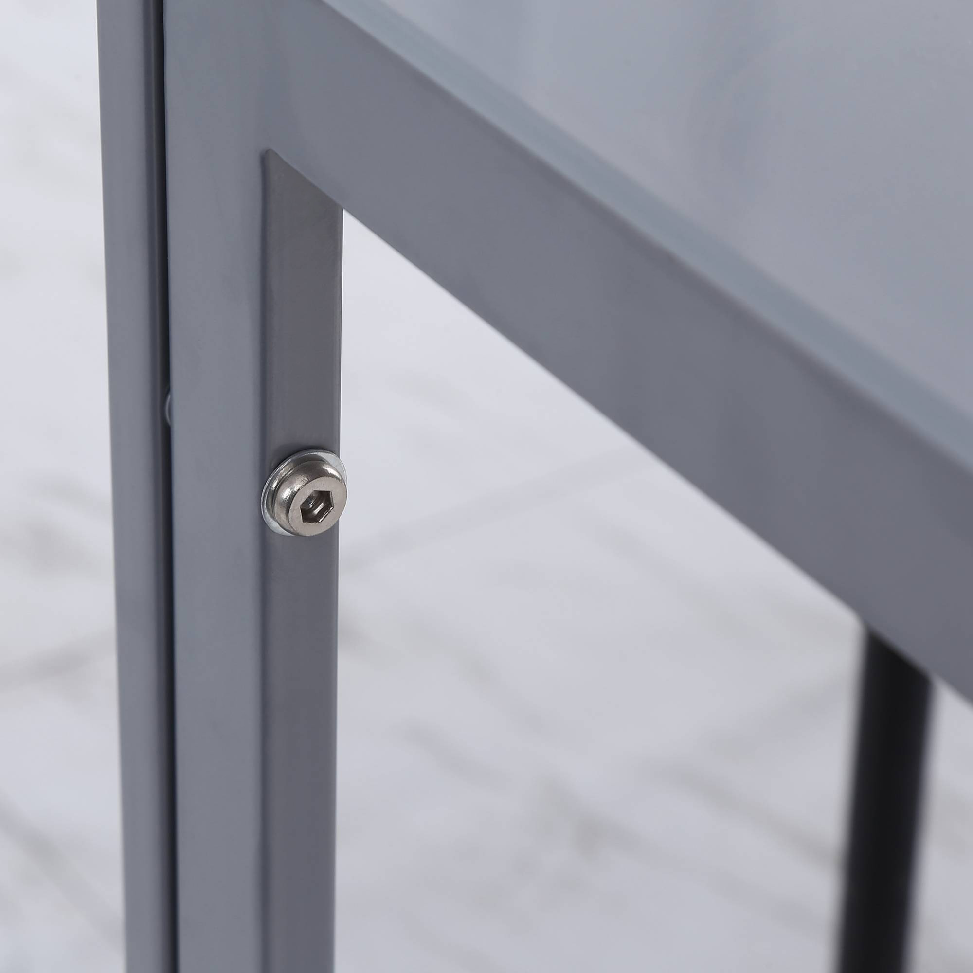  Masa Patrata Gri - Metal & Sticla pentru Pranz [5]