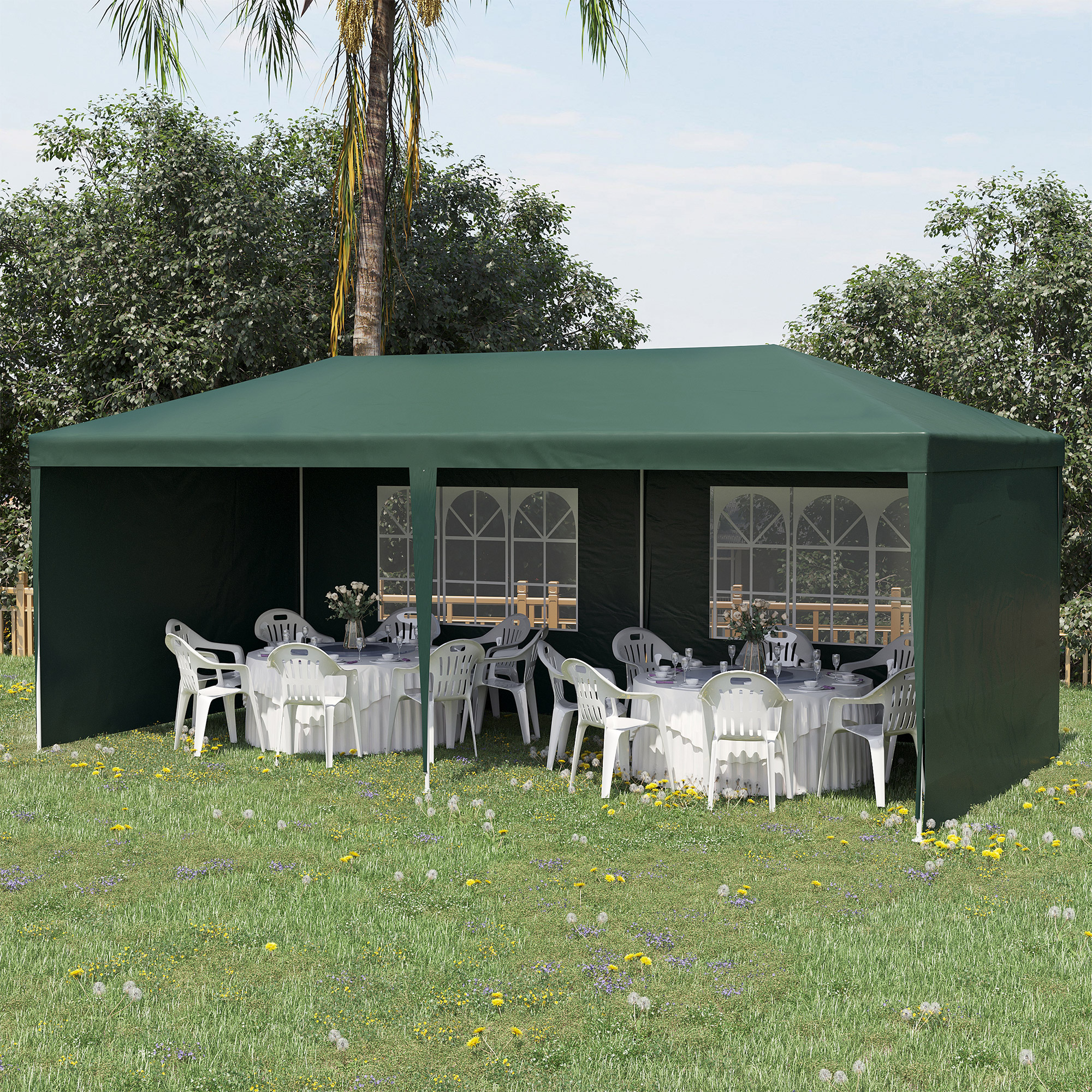  Cort de Gradina cu Orificii de Drenaj, Pereti Detasabili si Ferestre, 6x3 m, Verde [1]