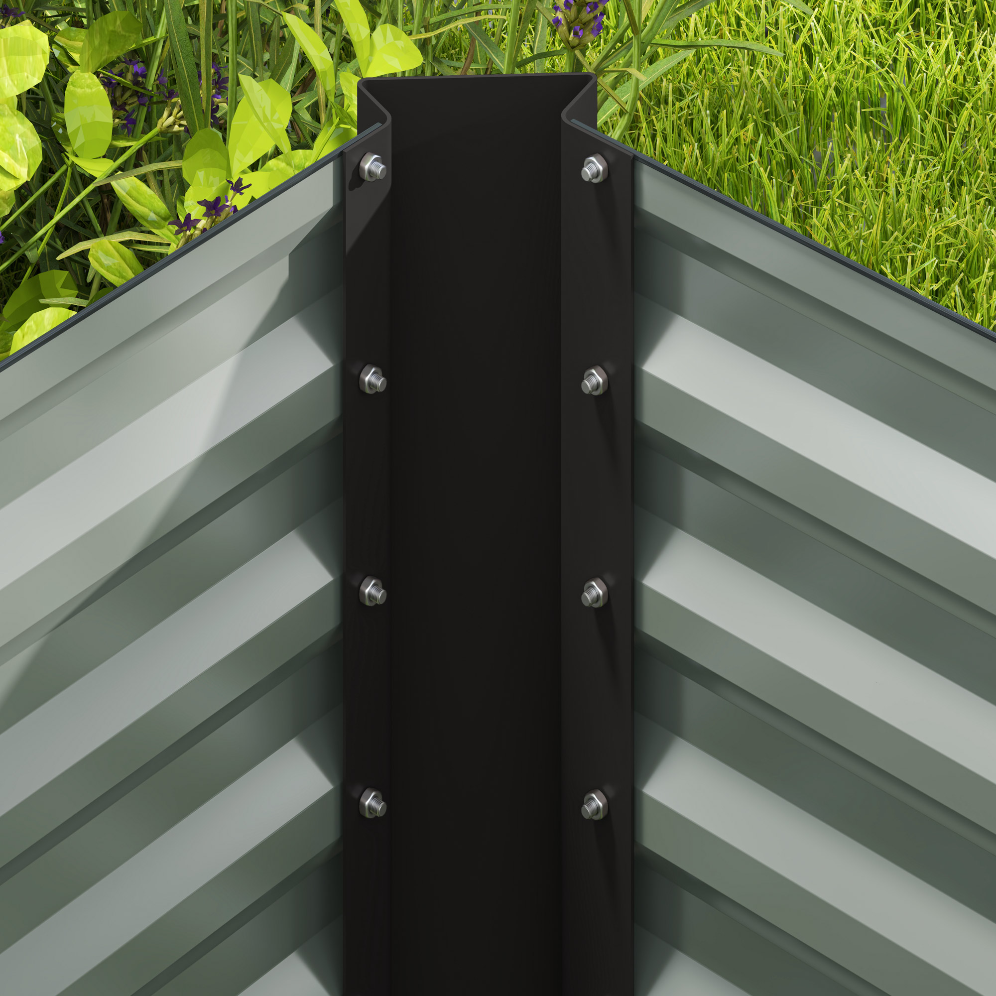  Set 2 Jardiniere Gradina inaltate 120×60×60 cm - Otel Galvanizat [8]