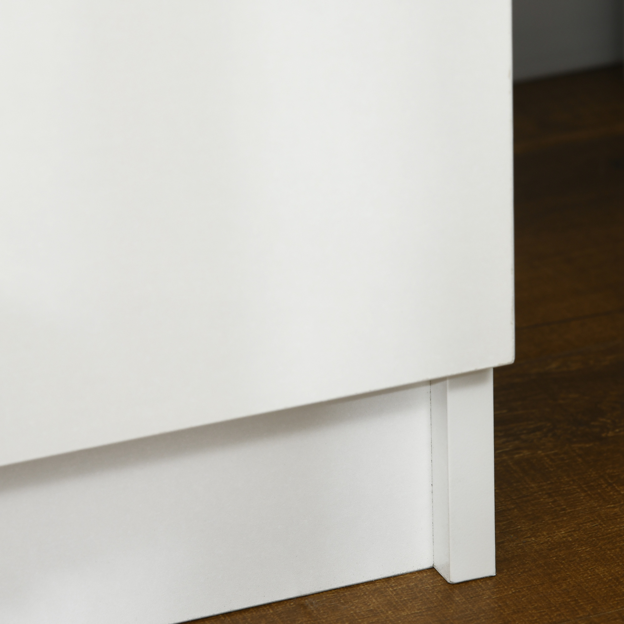 Noptiera alba  cu lumina LED RGB, noptiera frontala lucioasa cu 2 sertare, pentru camera de zi, dormitor [8]