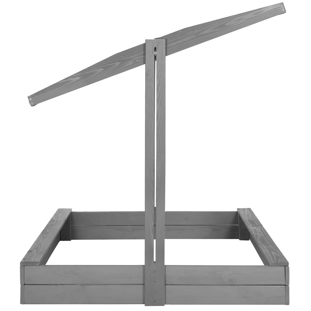 Lada nisip din lemn cu acoperis reglabil si capac, pliabila, 120x120x120 cm, gri [8]