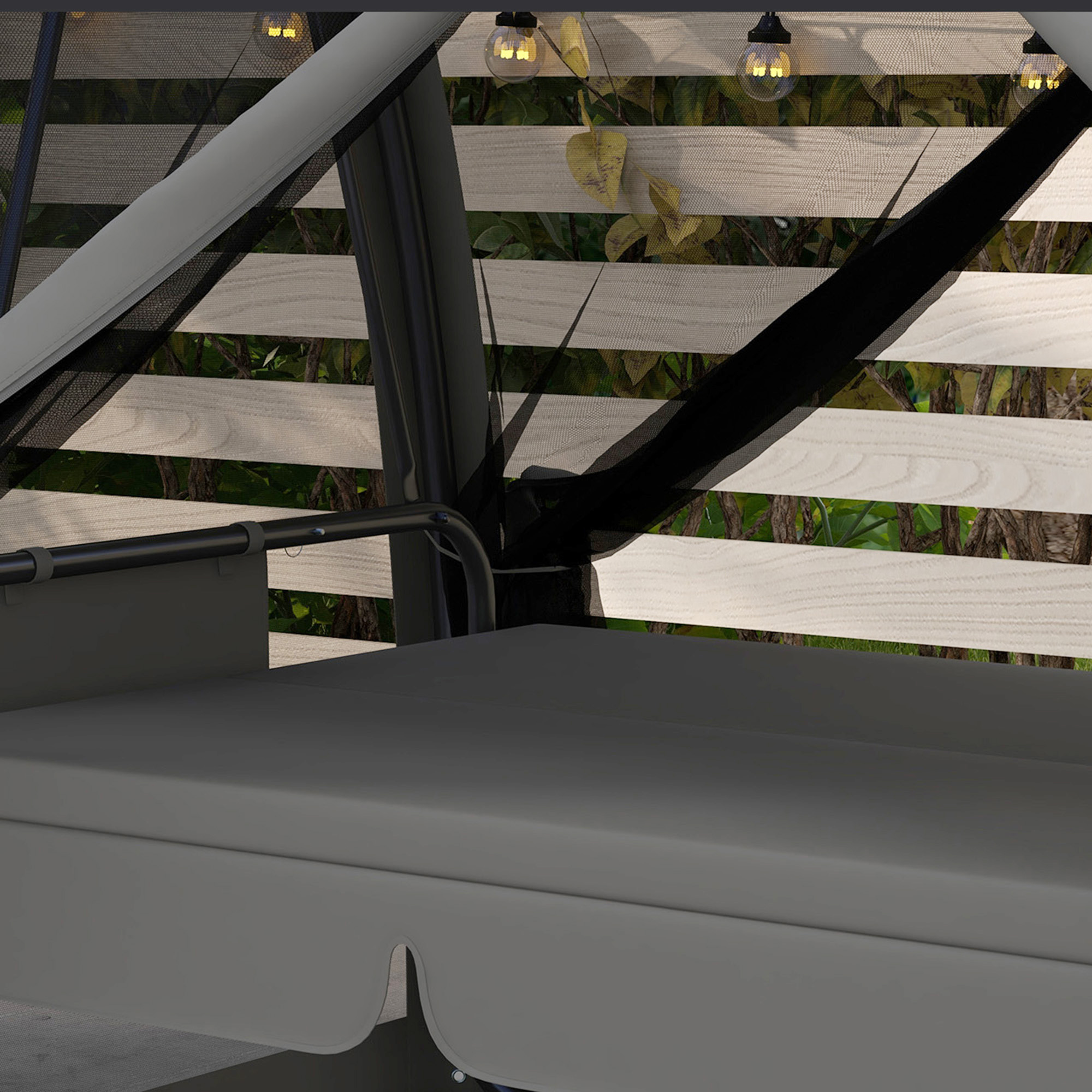  Leagan de Gradina 2 in 1, Convertibil in Pat, cu Perne si Plasa de tantari, 240x140x197 cm, Gri [7]