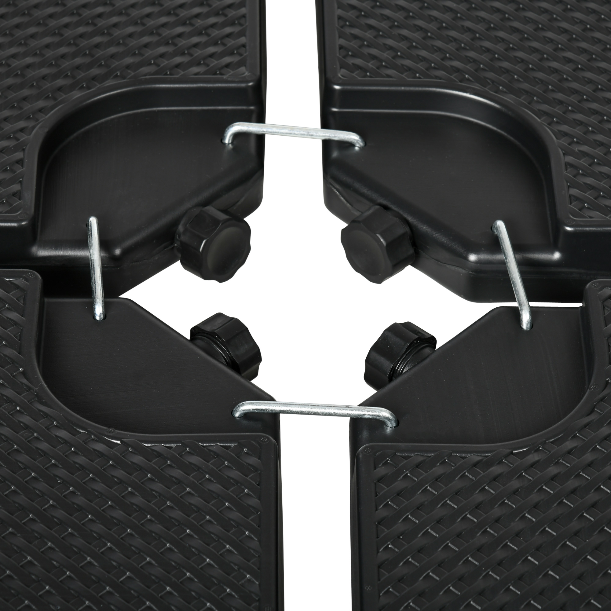 Baza  pentru Umbrela Set 4 Bucati Stivuibile cu Manere Integrate, in HDPE, 100x100x8 cm, Negru [8]